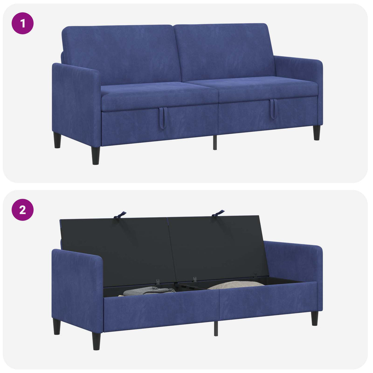 Sofa s pohranom Policijska plava 192 x 78 x 87 cm Poliester