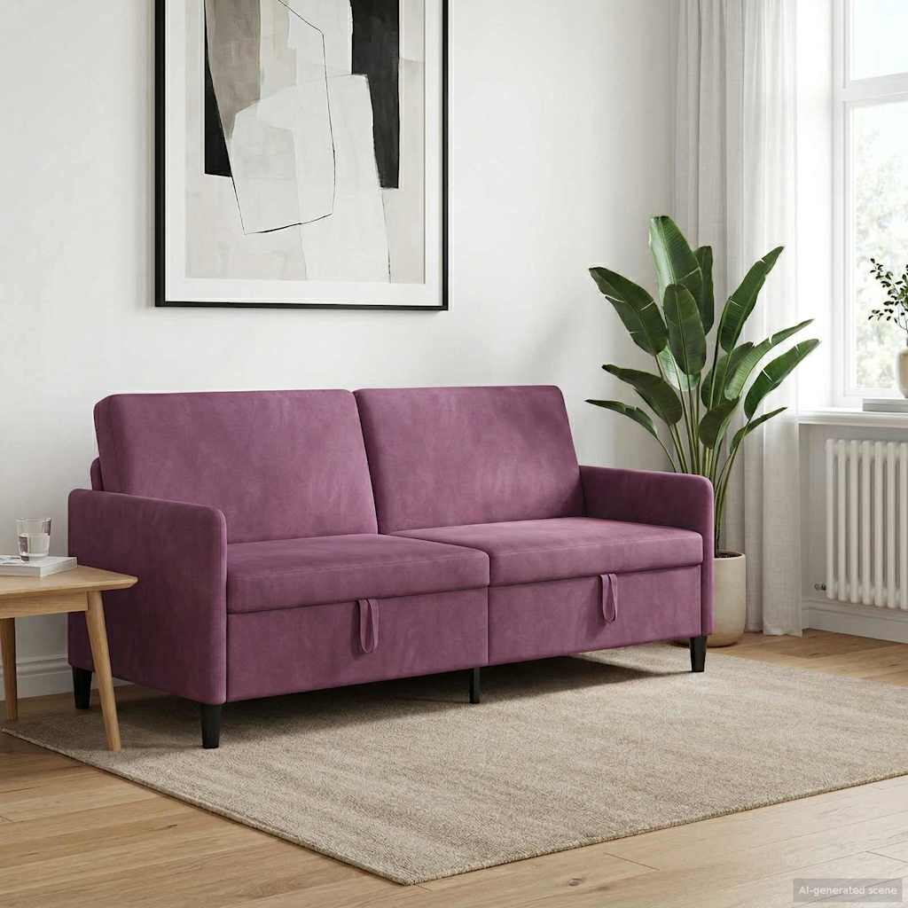 Sofa s pohranom Ljubičasta 192 x 78 x 87 cm Poliester