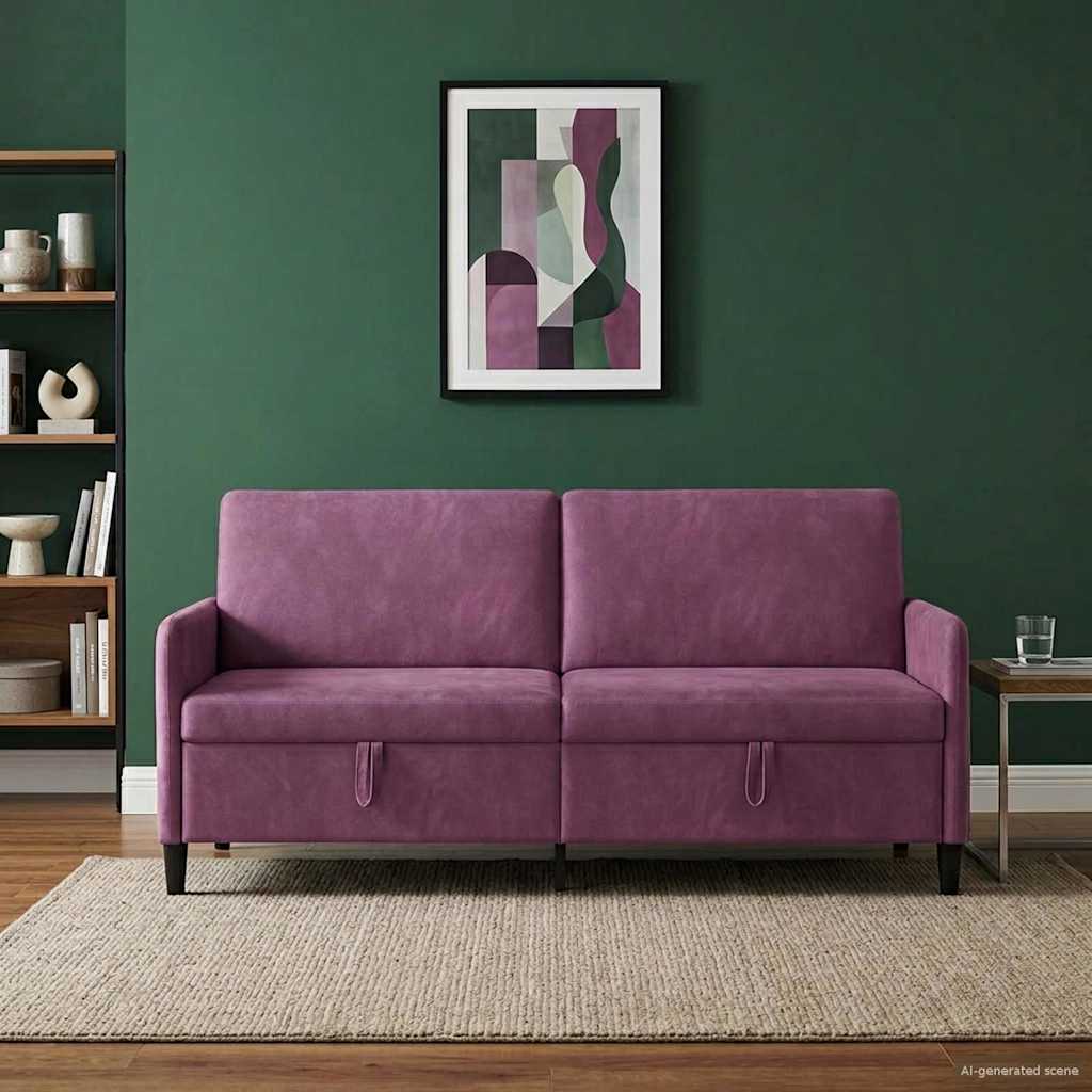 Sofa s pohranom Ljubičasta 192 x 78 x 87 cm Poliester