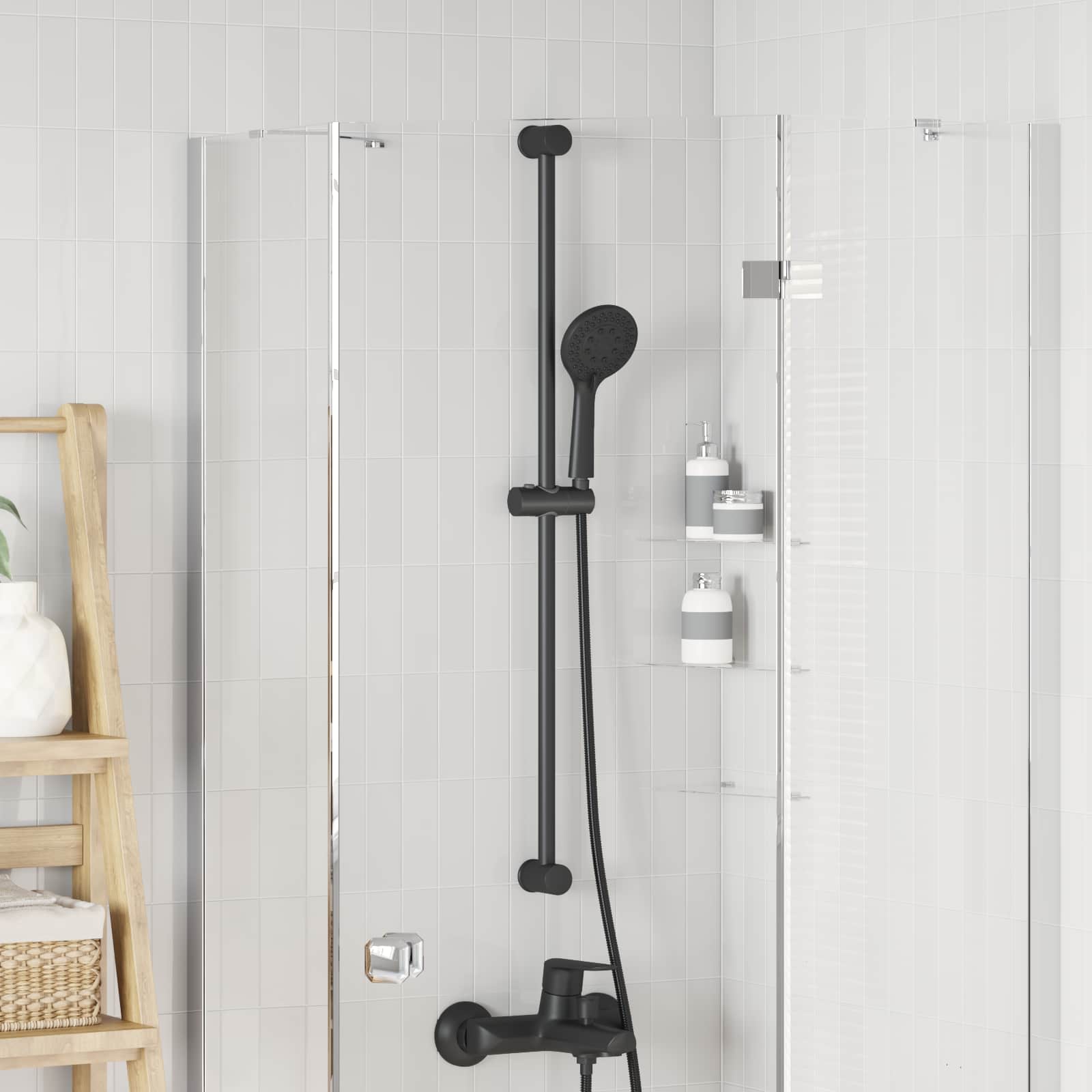 Držač za tuš Crna 101 cm Nehrđajući čelik