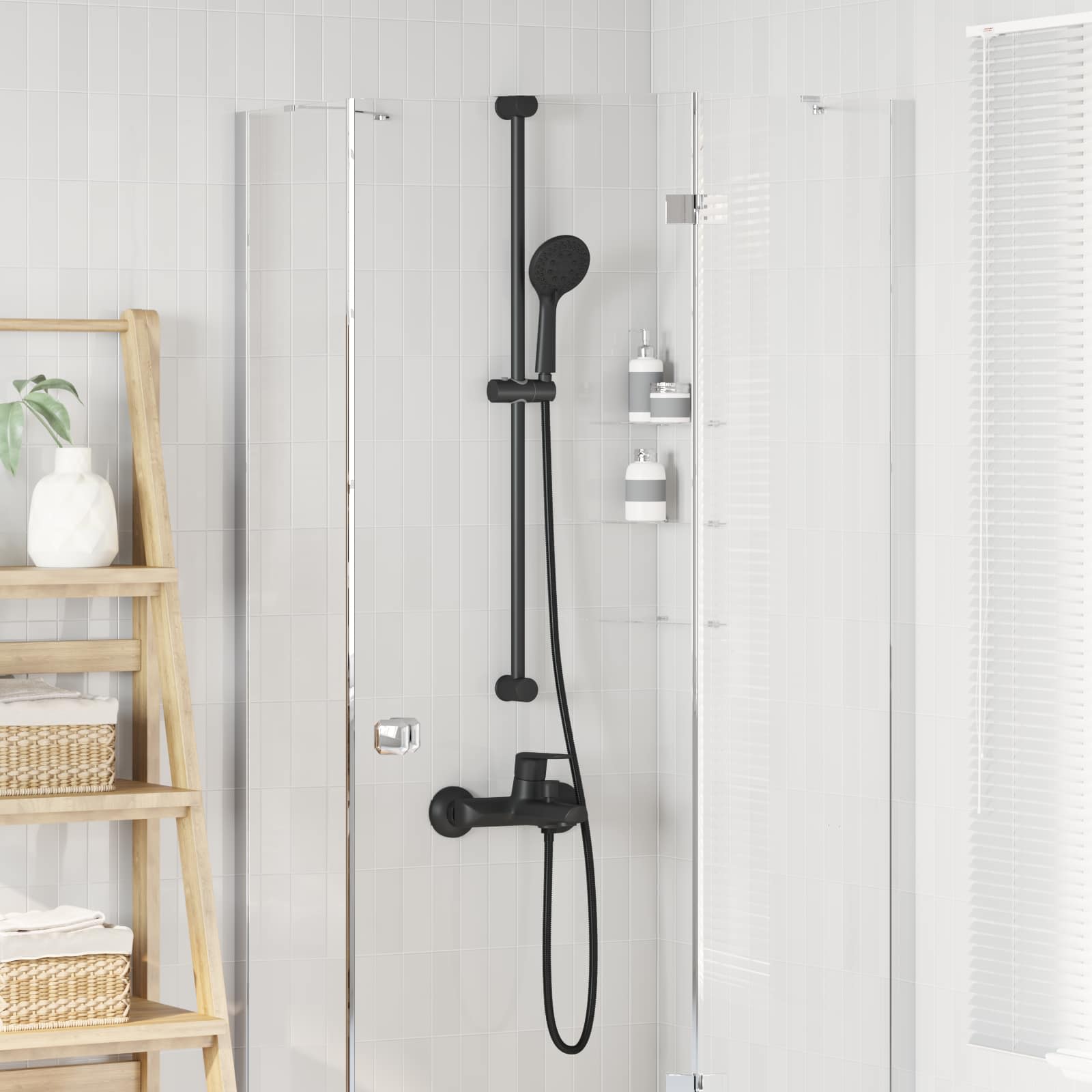 Set glave tuša Crna 150 cm Nehrđajući čelik