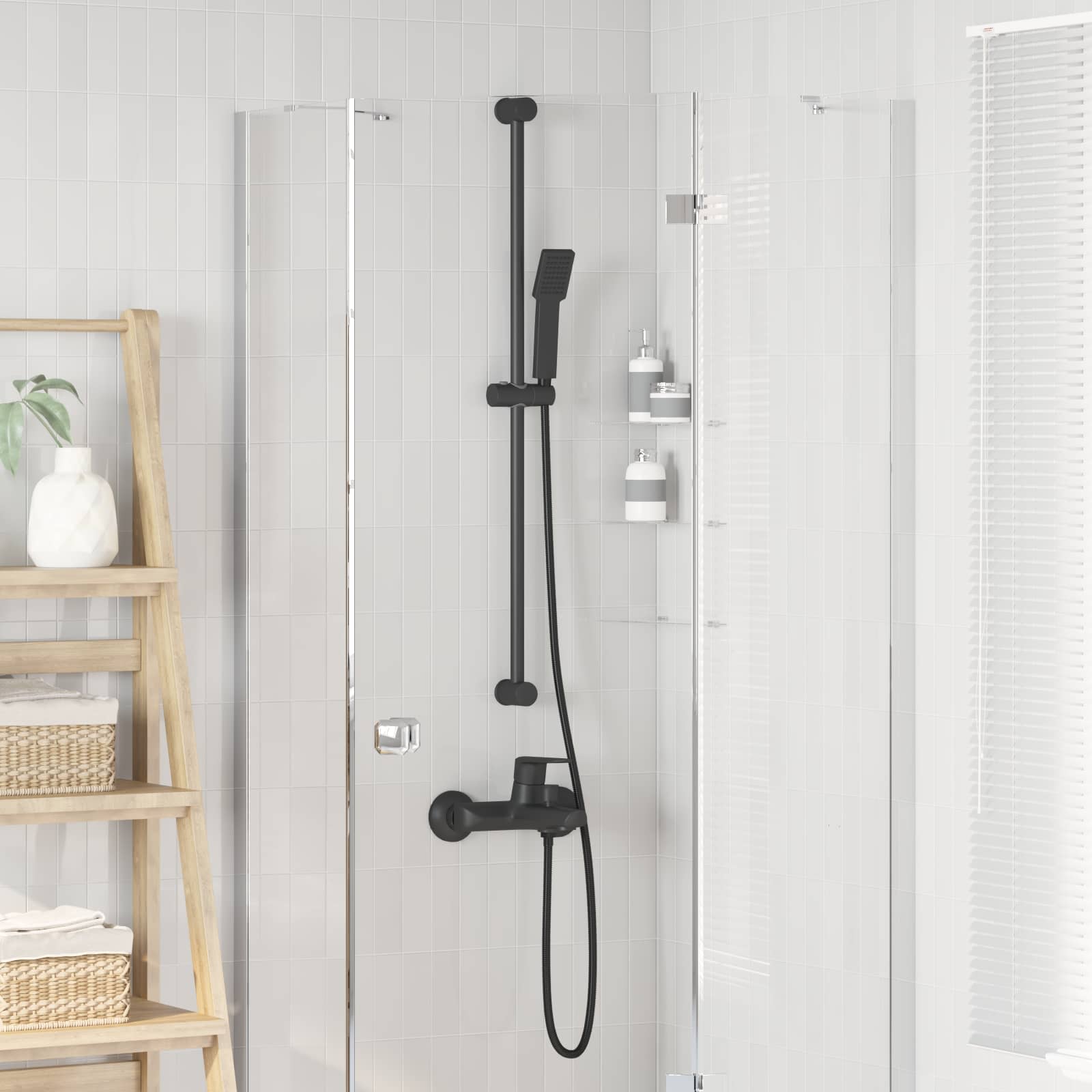 Set glave tuša Crna 150 cm Nehrđajući čelik