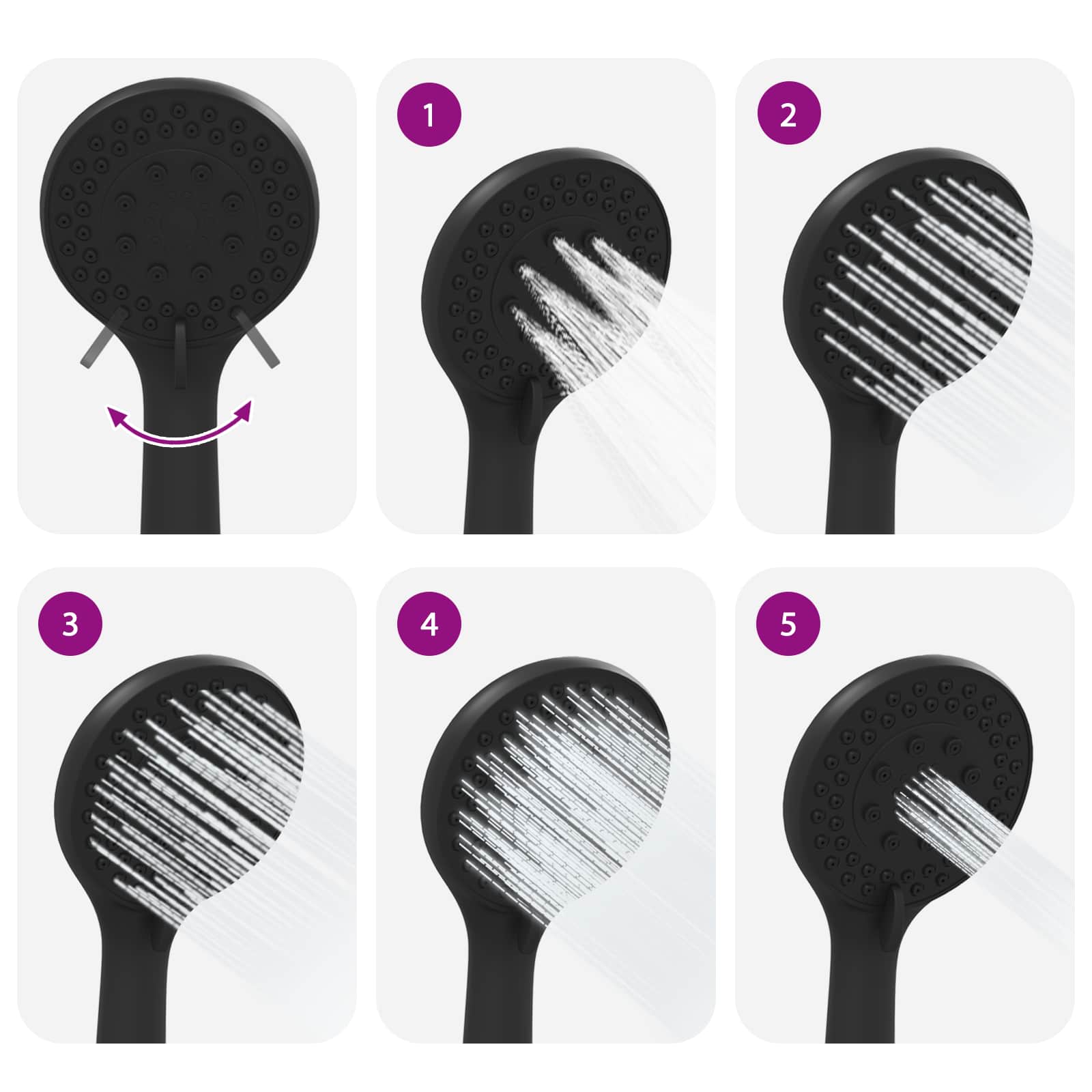 Set sustava za tuš Crna 71 cm Nehrđajući čelik
