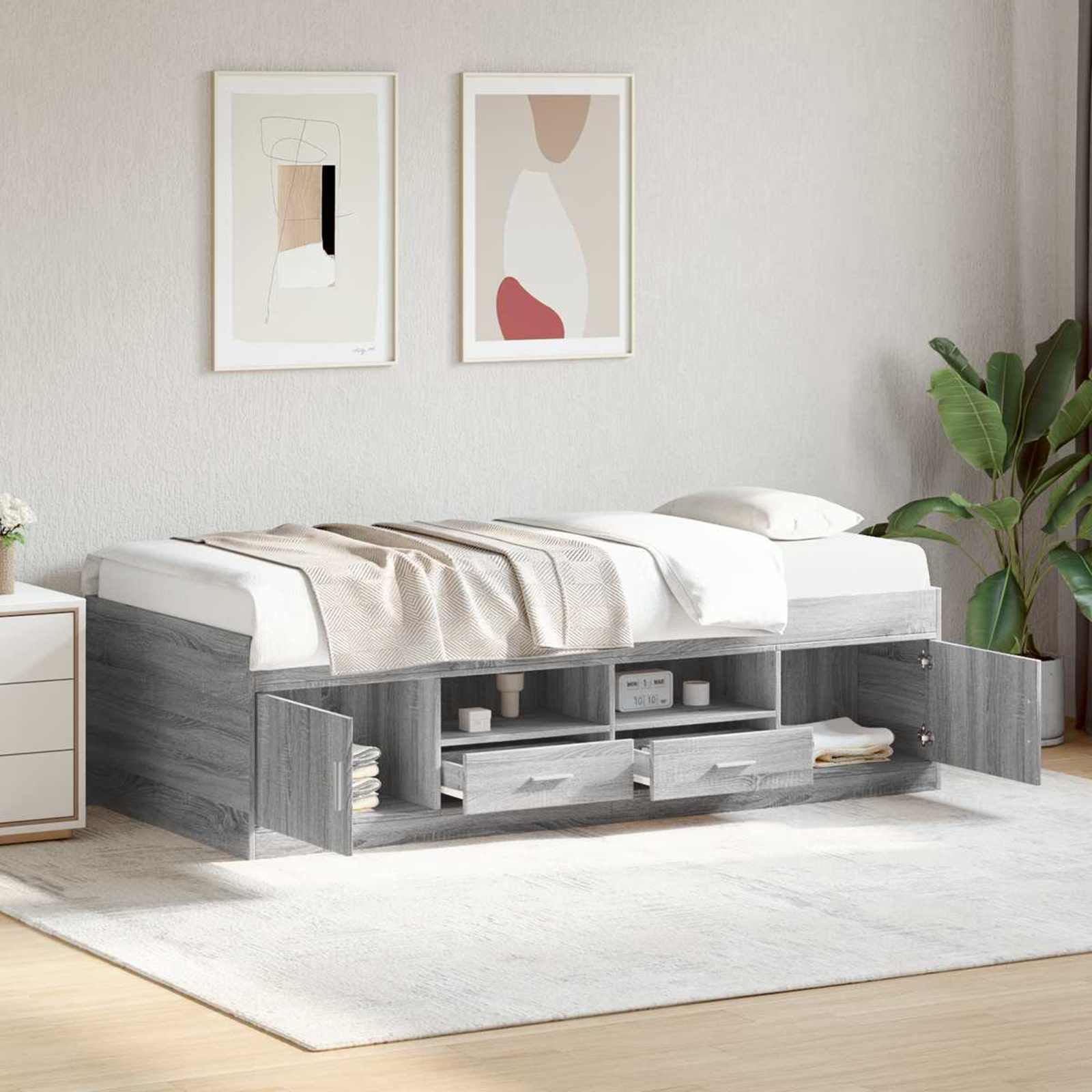 Okvir kreveta s pohranom s ladicama Siva Sonoma 80 x 200 cm