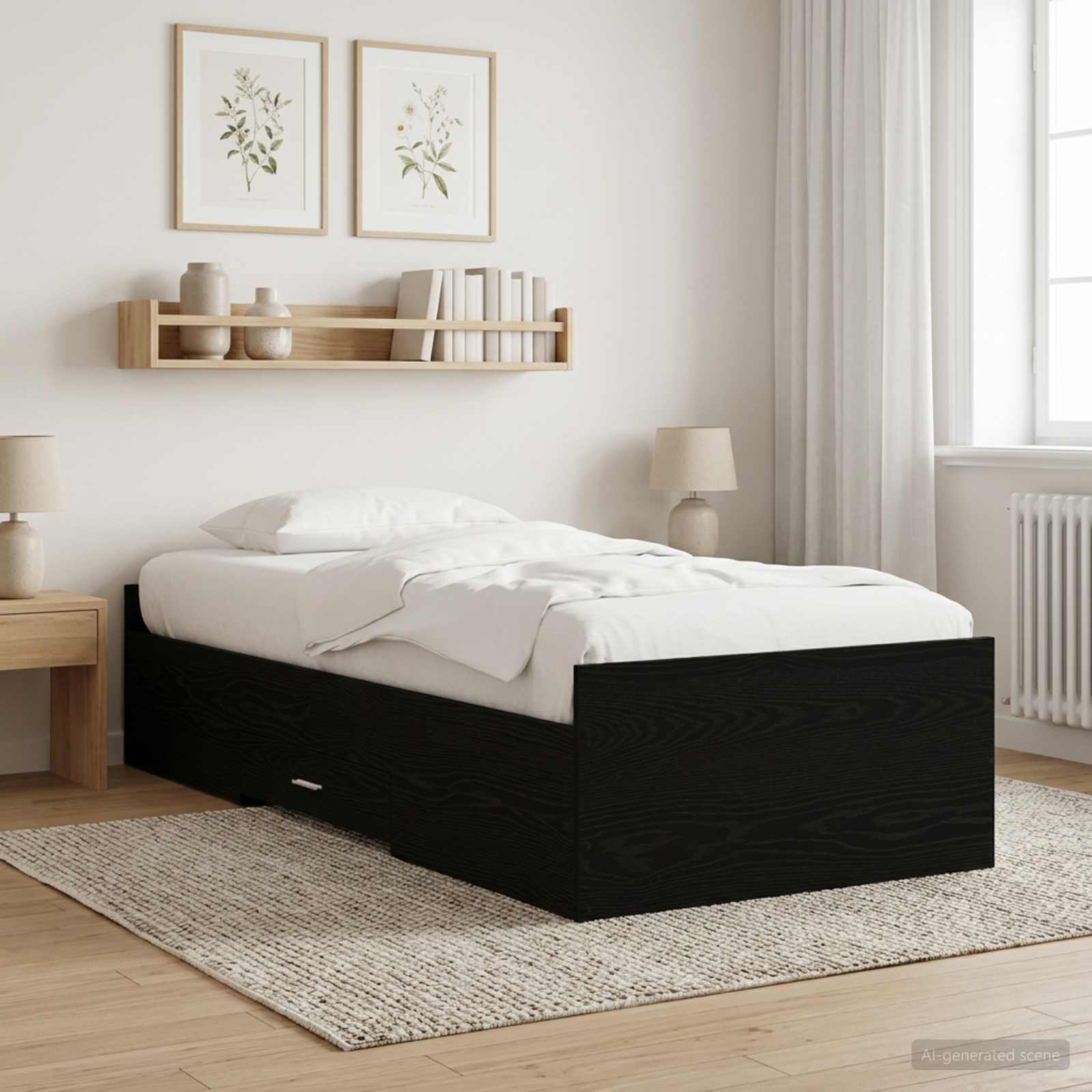 Okvir kreveta s pohranom s ladicama Crni hrast 80 x 200 cm
