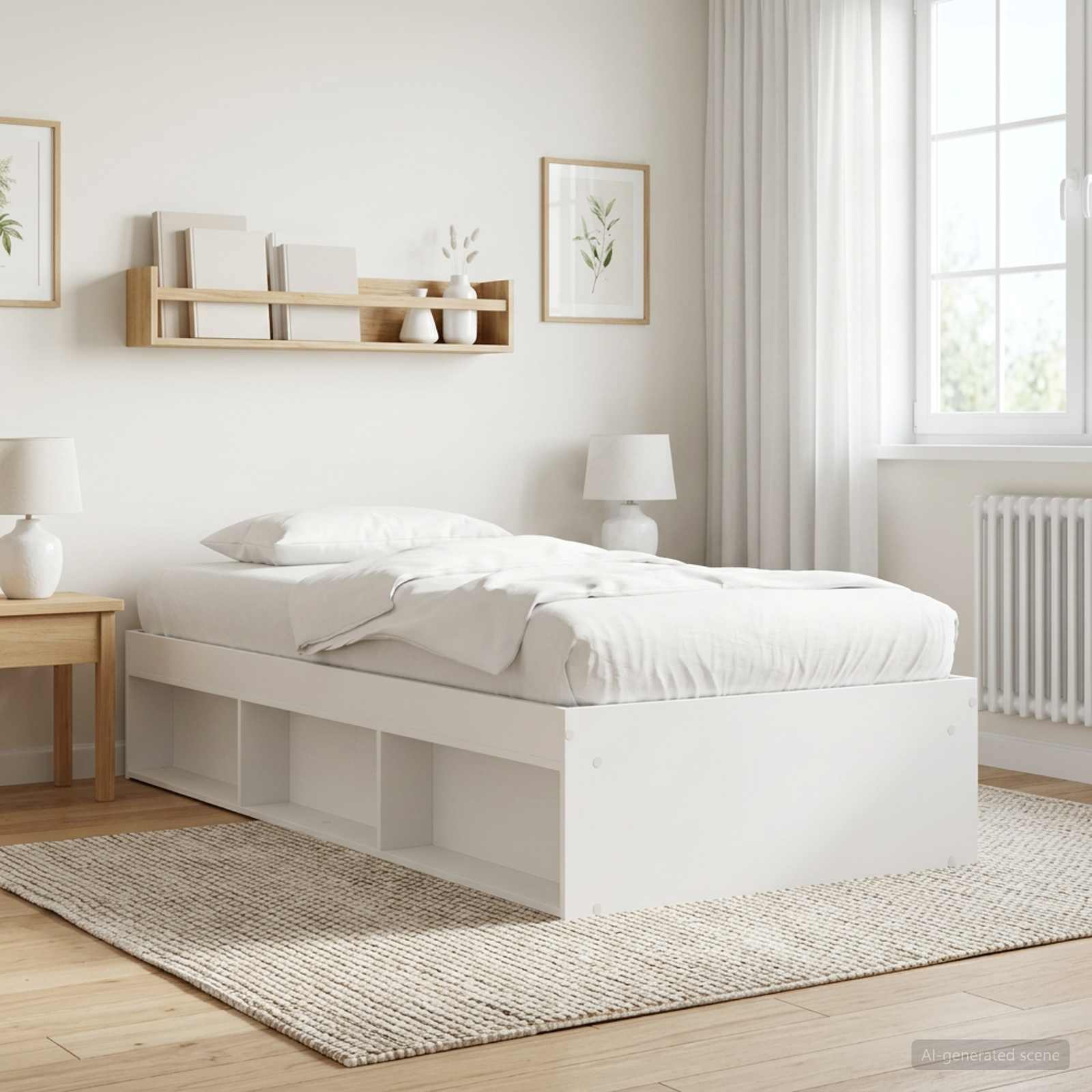 Okvir kreveta s pohranom Bijela 80 x 200 cm Konstruirano drvo