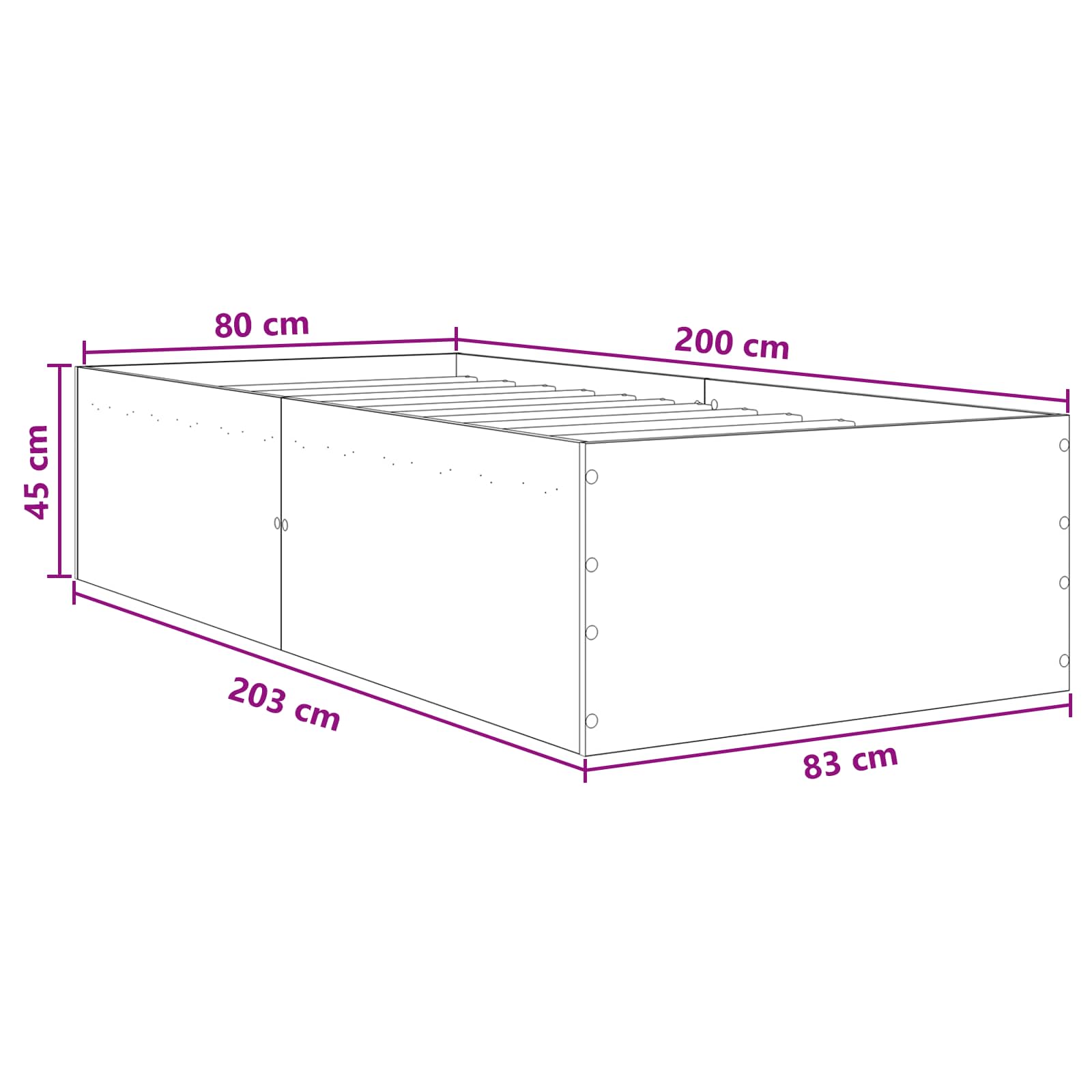 Okvir kreveta za pod Dimljeni hrast 80 x 200 cm