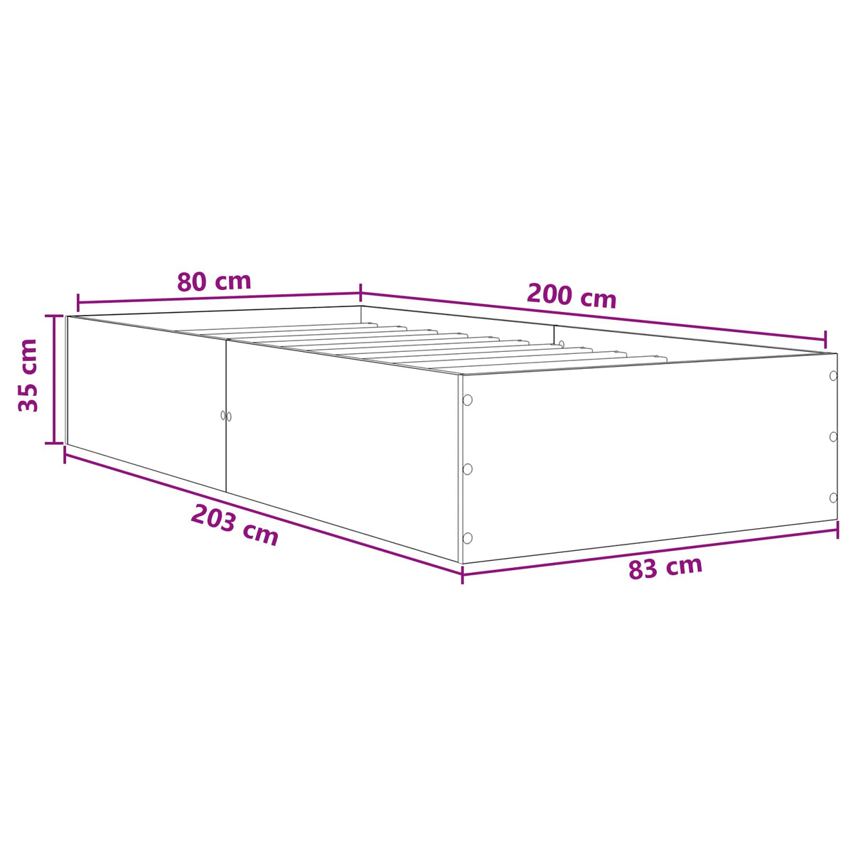 Okvir kreveta za pod Bijela 80 x 200 cm Konstruirano drvo