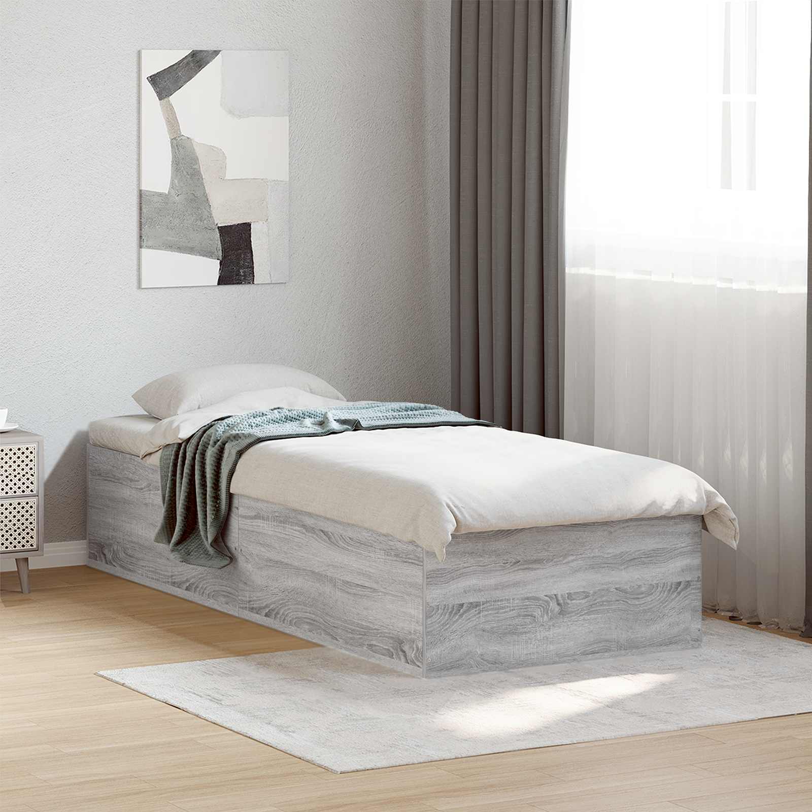 Okvir kreveta za pod Siva Sonoma 80 x 200 cm Konstruirano drvo
