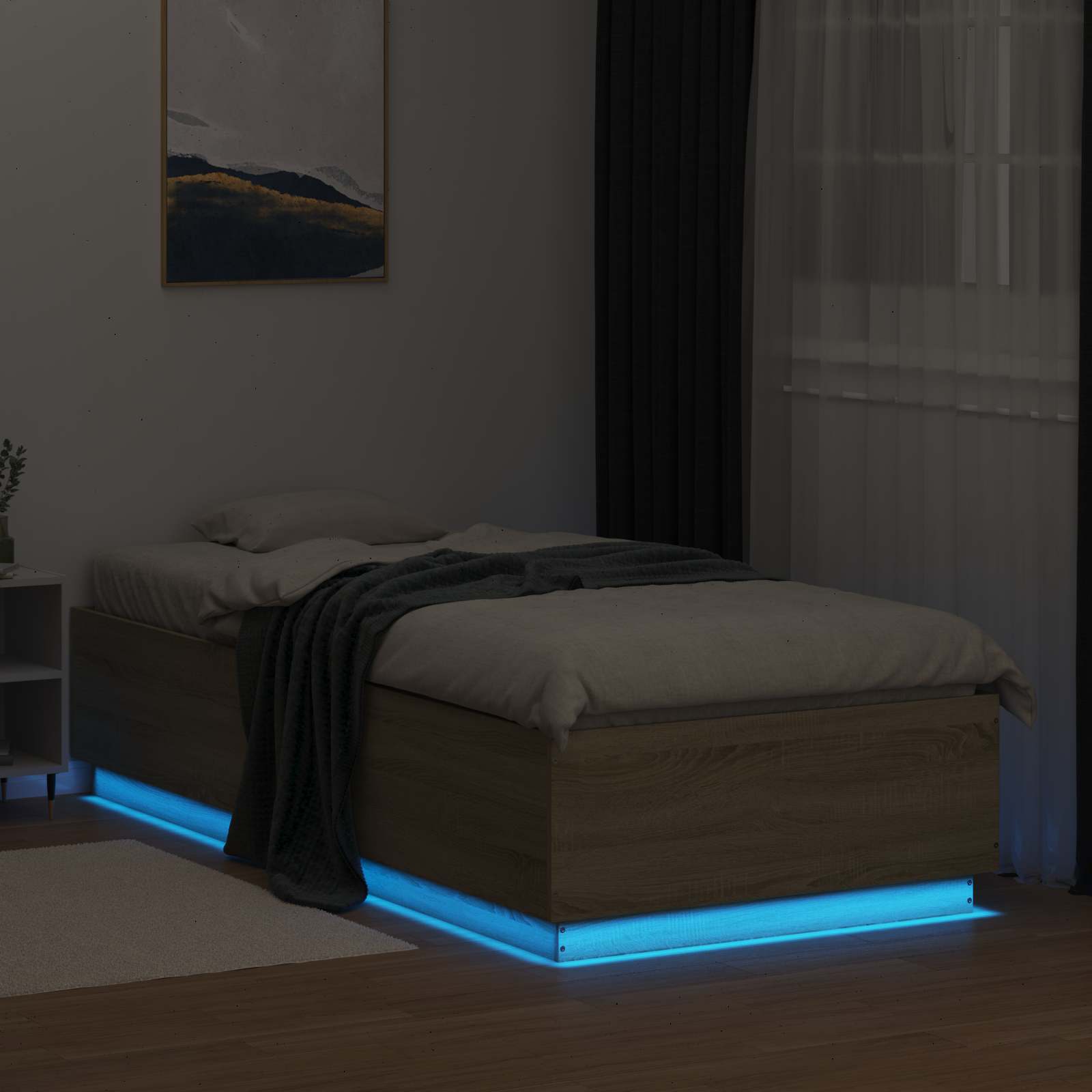 Krevetna konstrukcija s LED svjetlom Hrast sonoma 80 x 200 cm