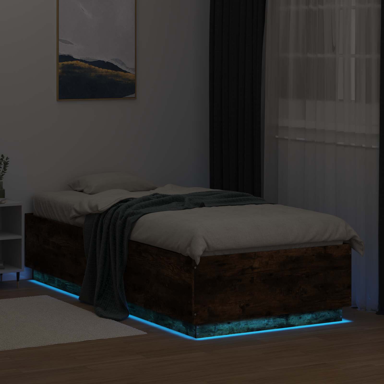 Krevetna konstrukcija s LED svjetlom Dimljeni hrast 80 x 200 cm