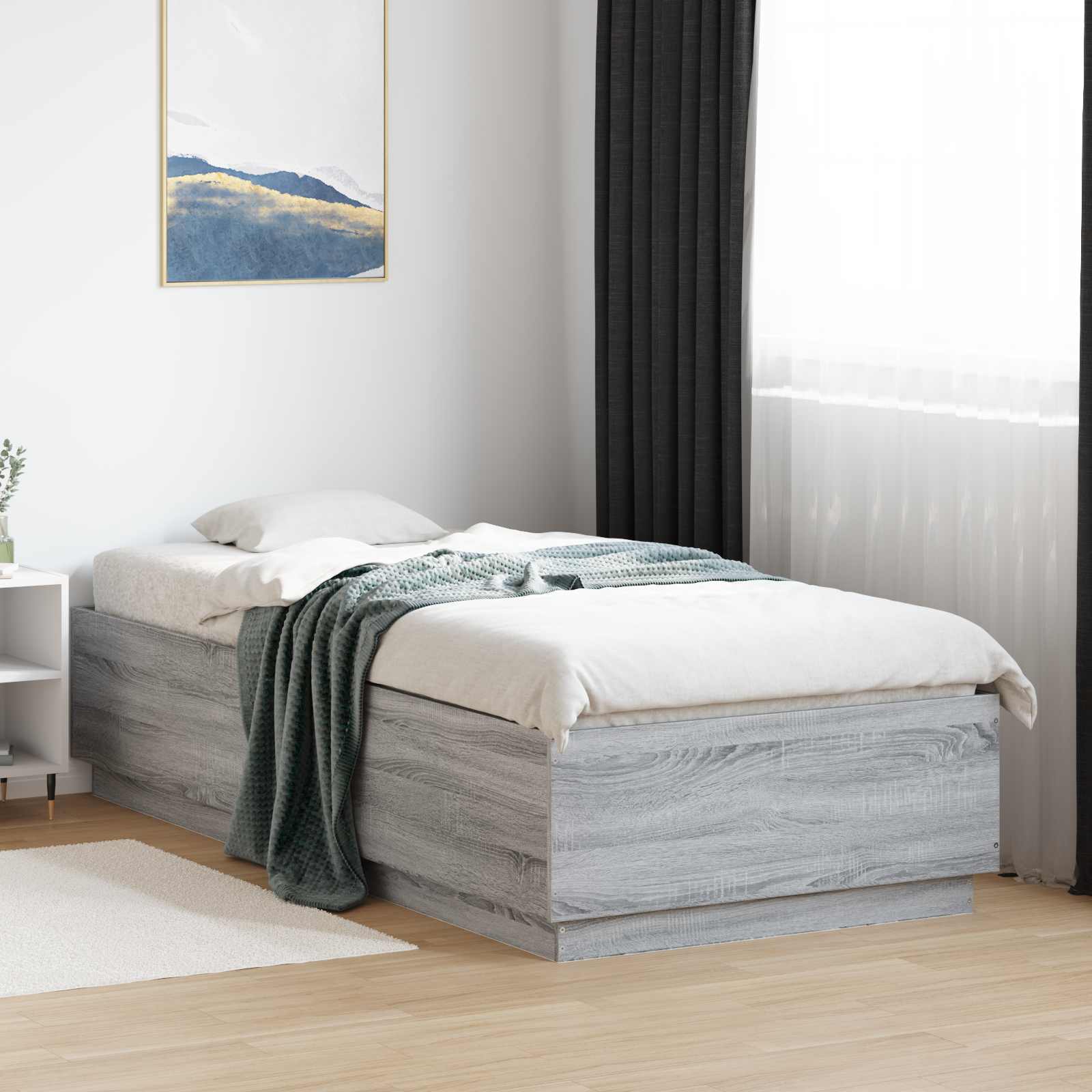 Krevetna konstrukcija s LED svjetlom Siva Sonoma 80 x 200 cm