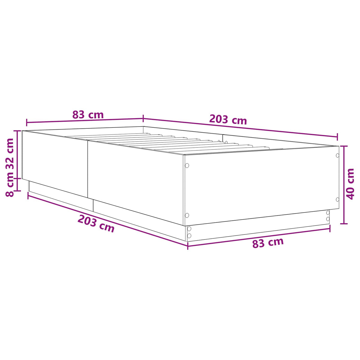 Krevetna konstrukcija Hrast sonoma 80 x 200 cm