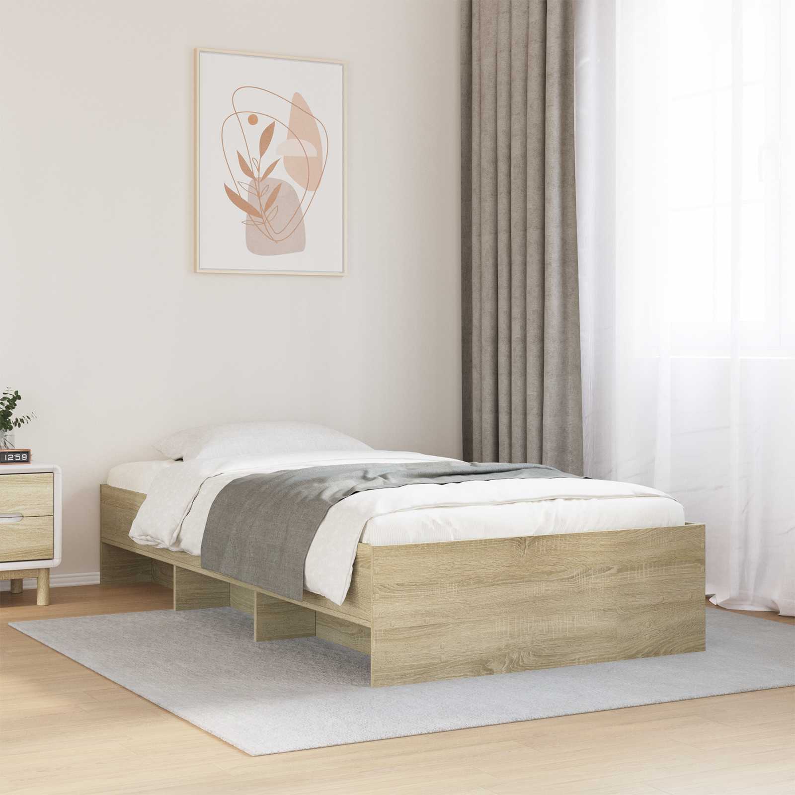 Krevetna konstrukcija s policom Hrast sonoma 80 x 200 cm
