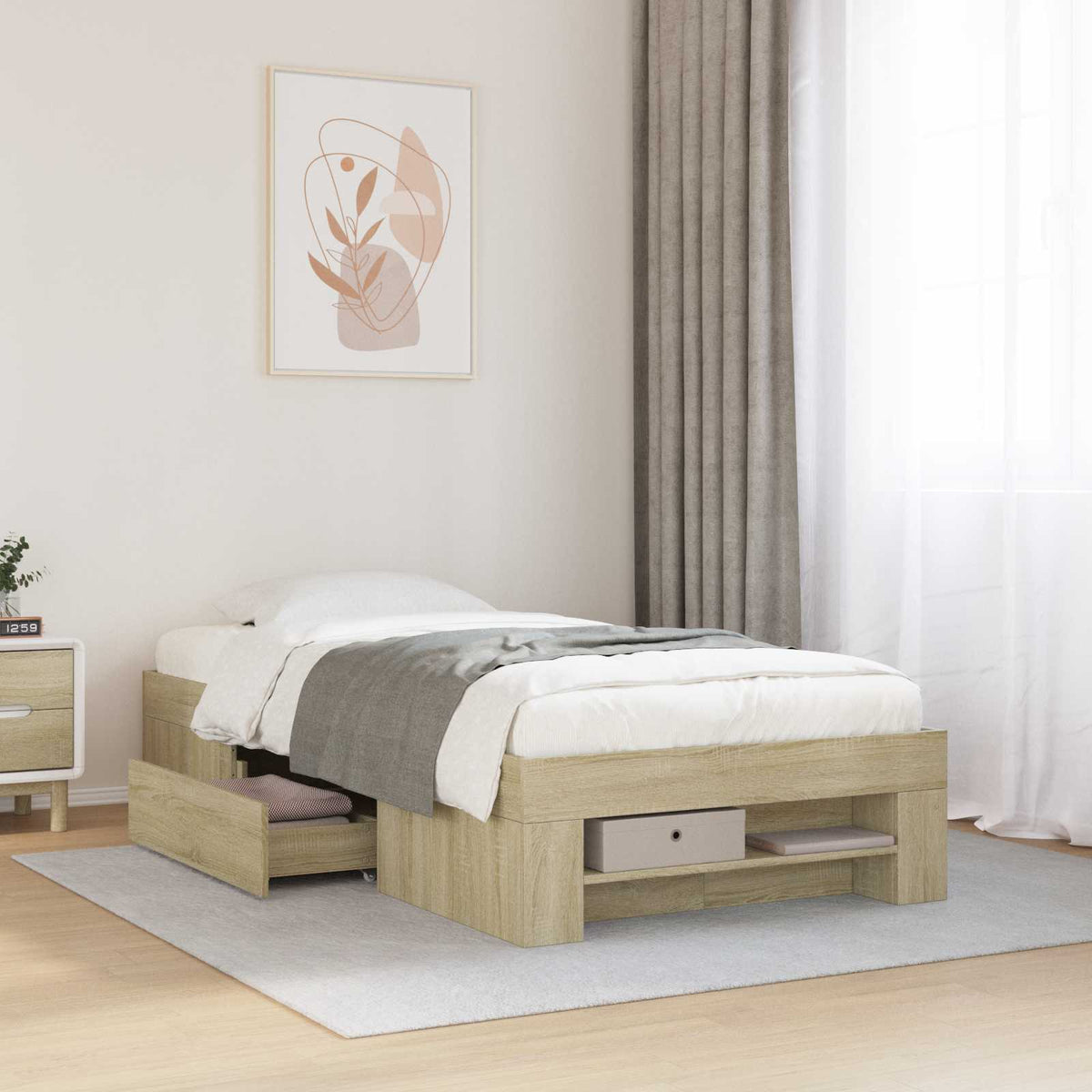 Okvir kreveta s pohranom s ladicama Hrast sonoma 80 x 200 cm