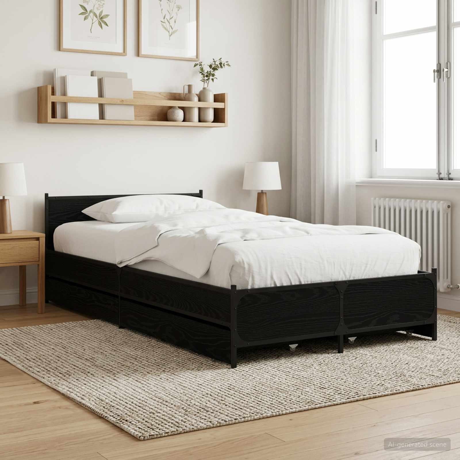 Okvir kreveta s uzglavljem s ladicama Crni hrast 80 x 200 cm