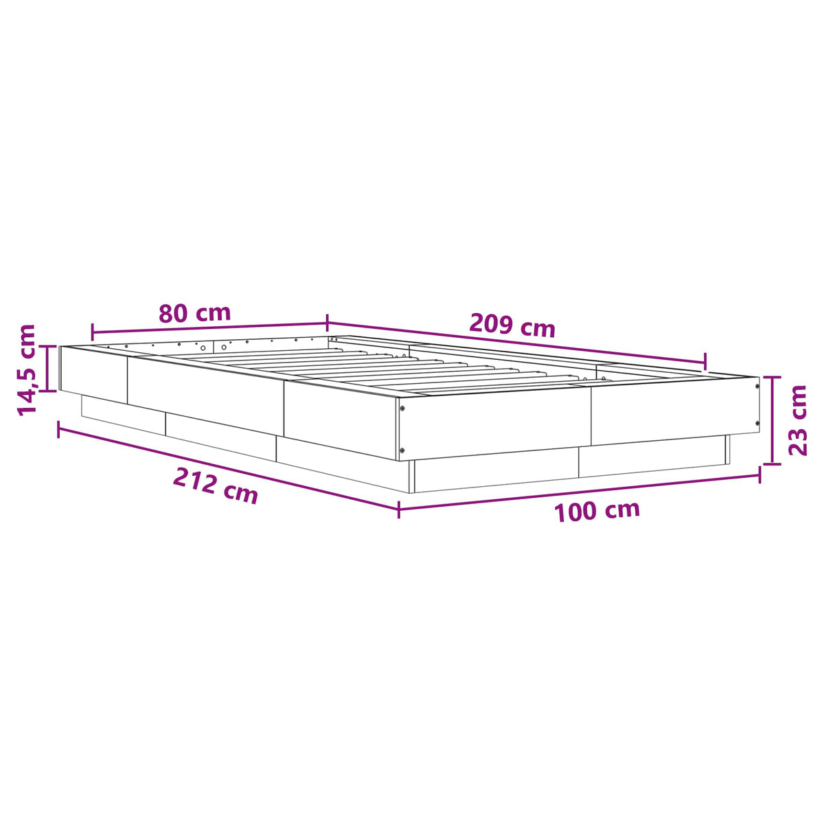 Okvir kreveta za pod Staro drvo 80 x 210 cm Konstruirano drvo