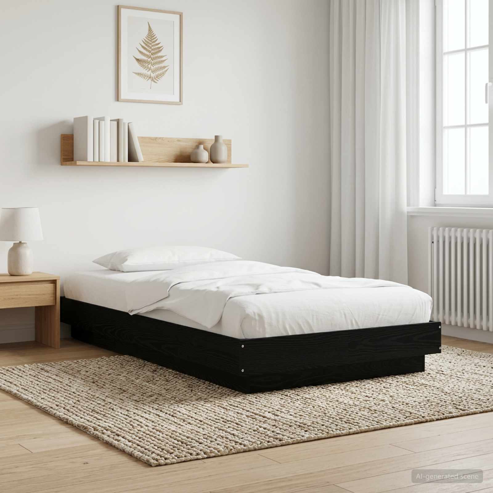 Okvir kreveta za pod Crni hrast 80 x 210 cm Konstruirano drvo