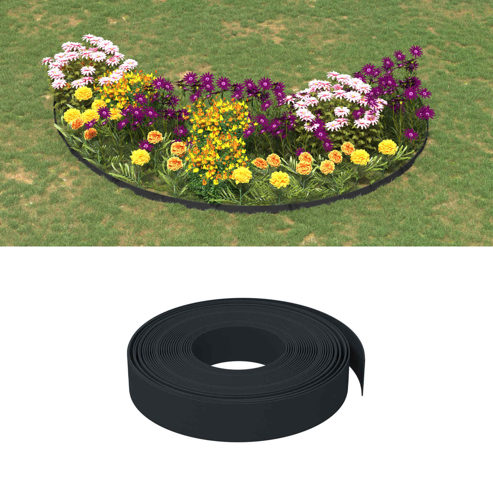 Ograda za vrt 25 m 10 cm PE Crna