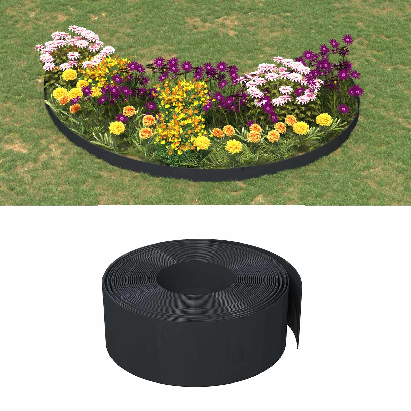 Ograda za vrt 25 m 20 cm PE Crna