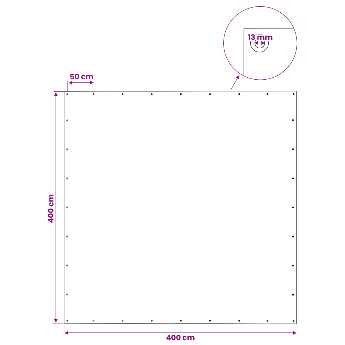 Cerada s rupama Zelena 4 x 4 m 140 gsm PE