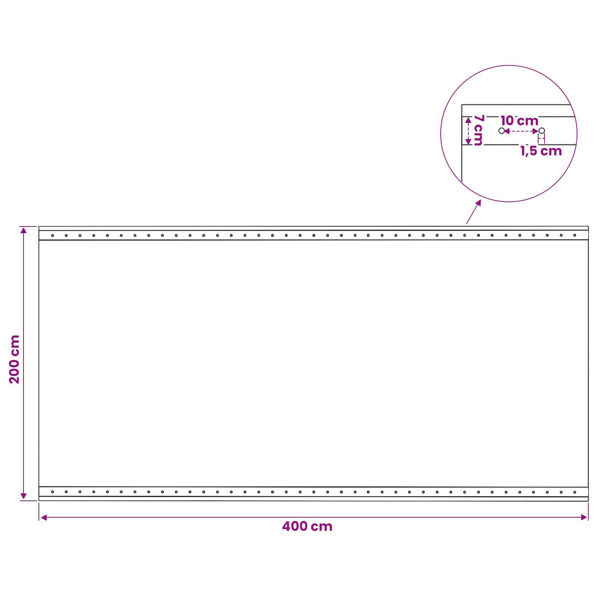Cerada s rupama Zelena 2 x 4 m 260 gsm PE