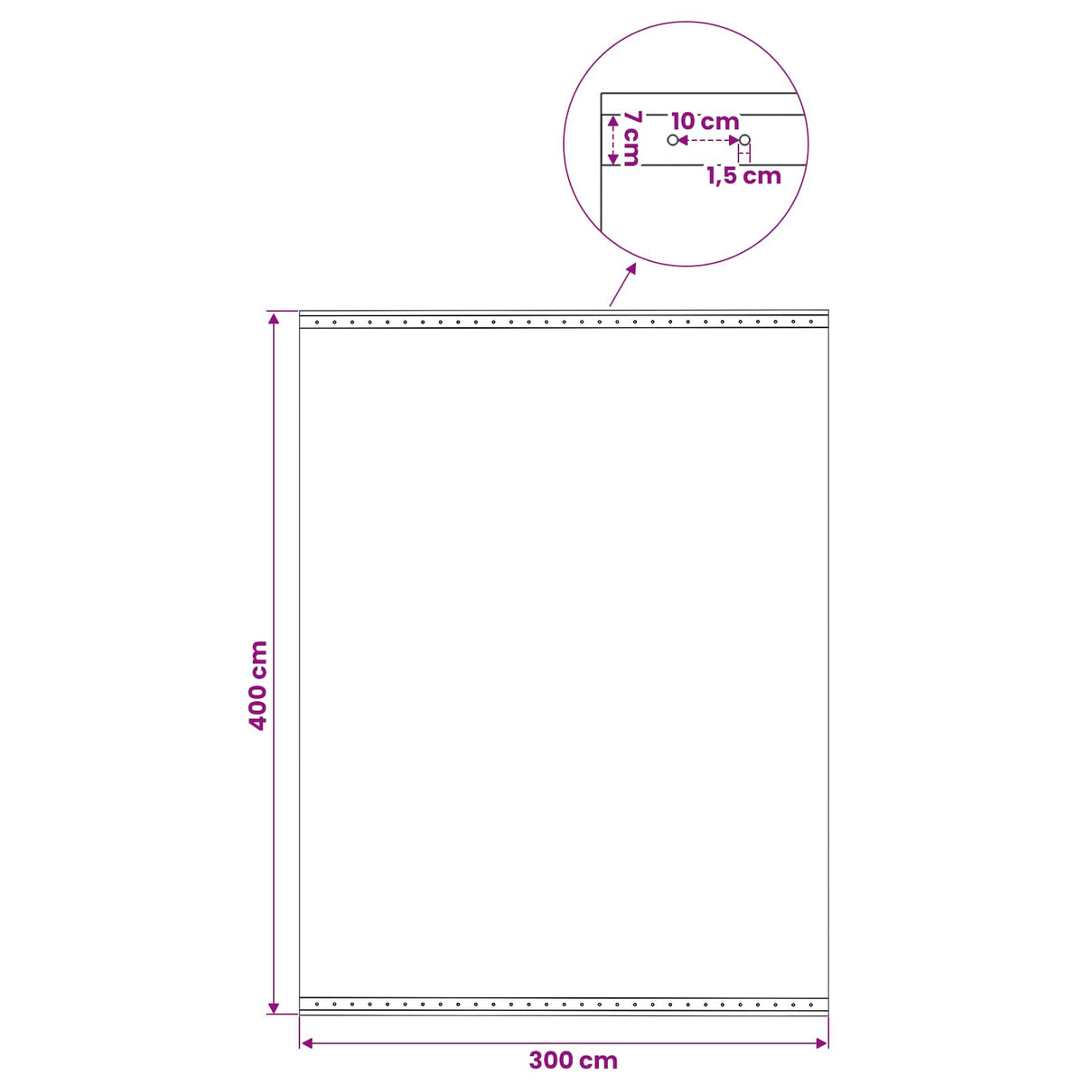 Cerada s rupama Zelena 4 x 3 m 260 gsm PE