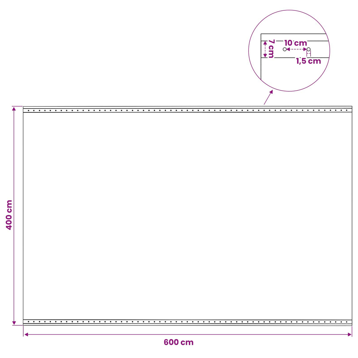 Cerada s rupama Zelena 4 x 6 m 260 gsm PE