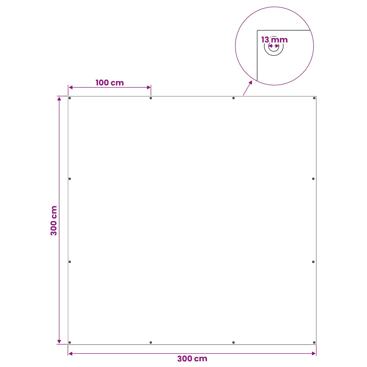 Cerada s rupama Svjetlosiva 3 x 3 m 90 gsm PE