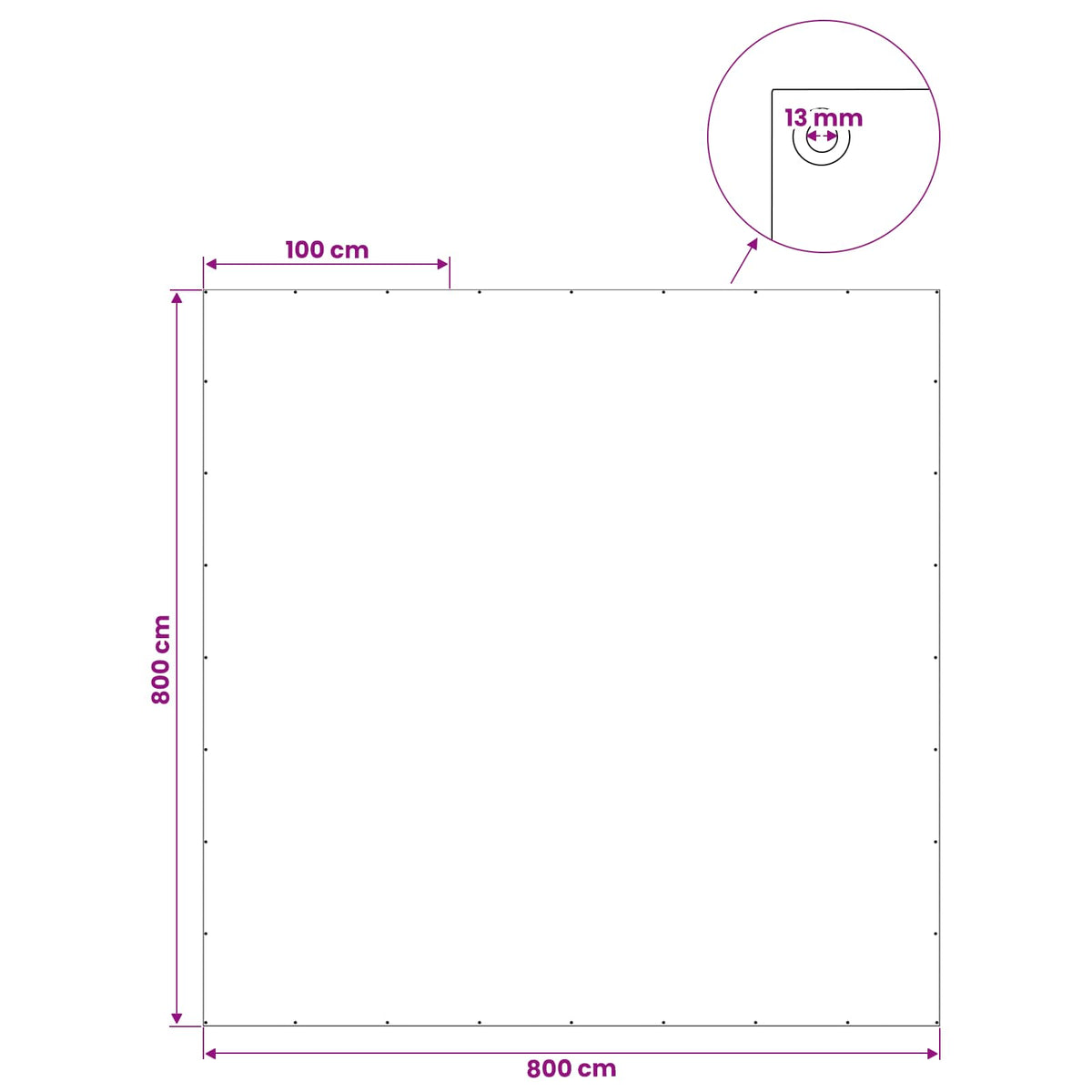 Cerada s rupama Zelena 8 x 8 m 180 gsm PE