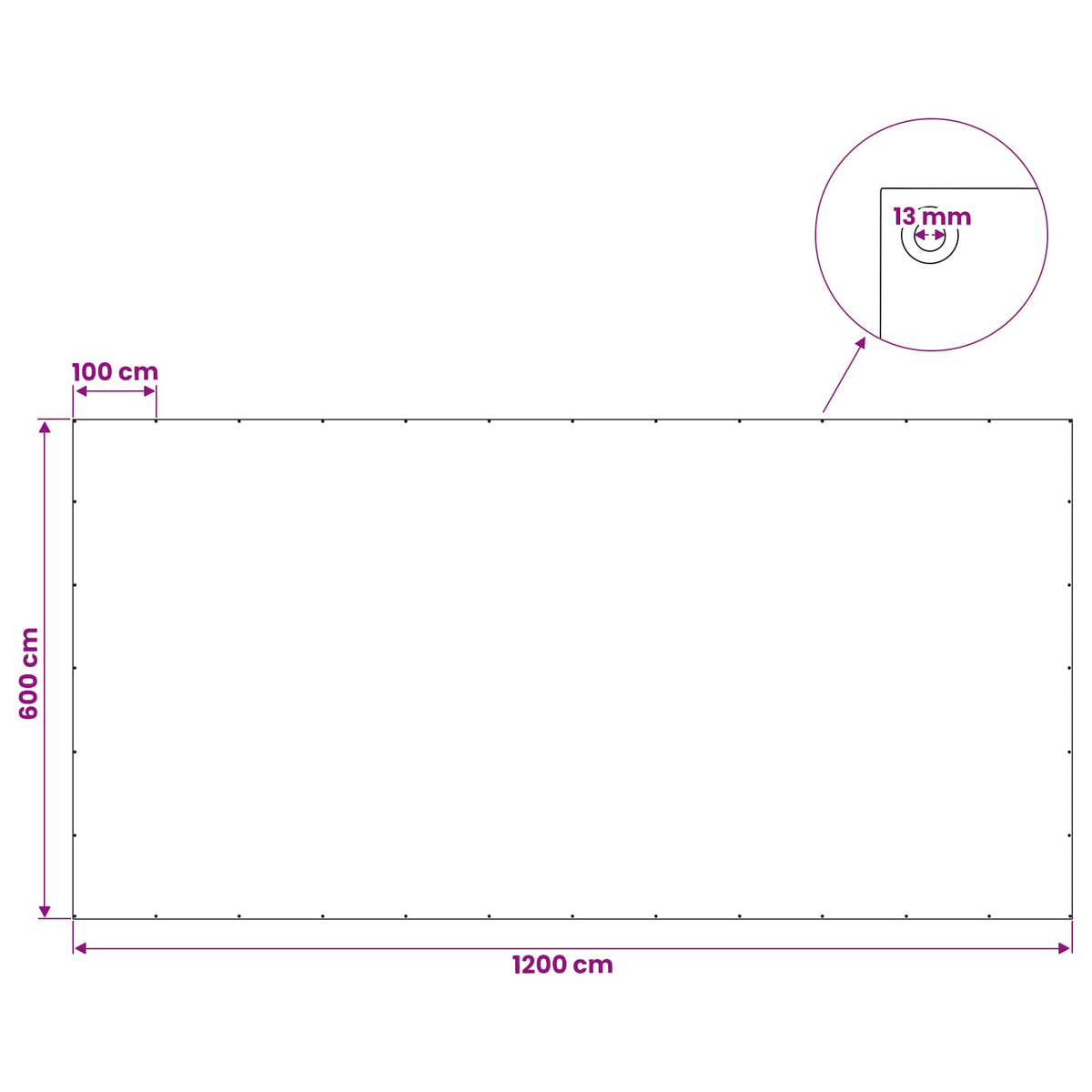 Cerada s rupama Bijela 6 x 12 m 180 gsm PE