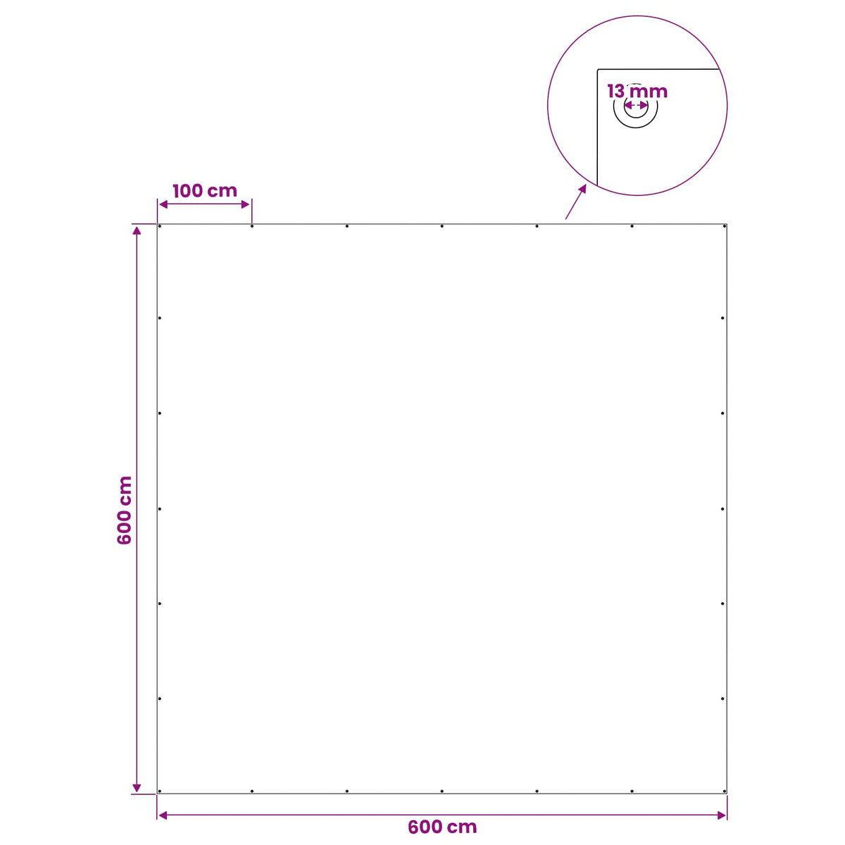 Cerada s rupama Antracit siva 6 x 6 m 90 gsm PE