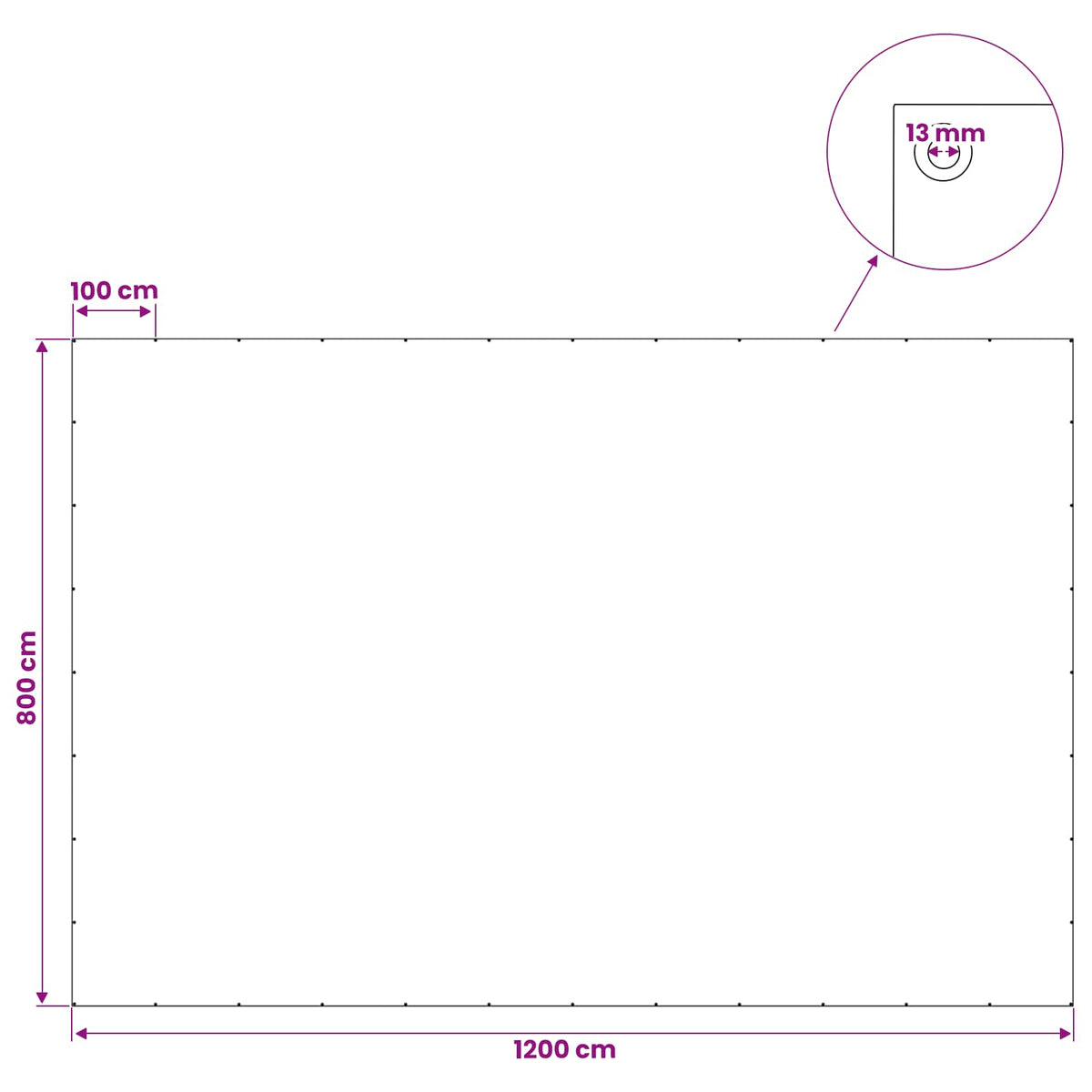 Cerada s rupama Antracit siva 8 x 12 m 90 gsm PE