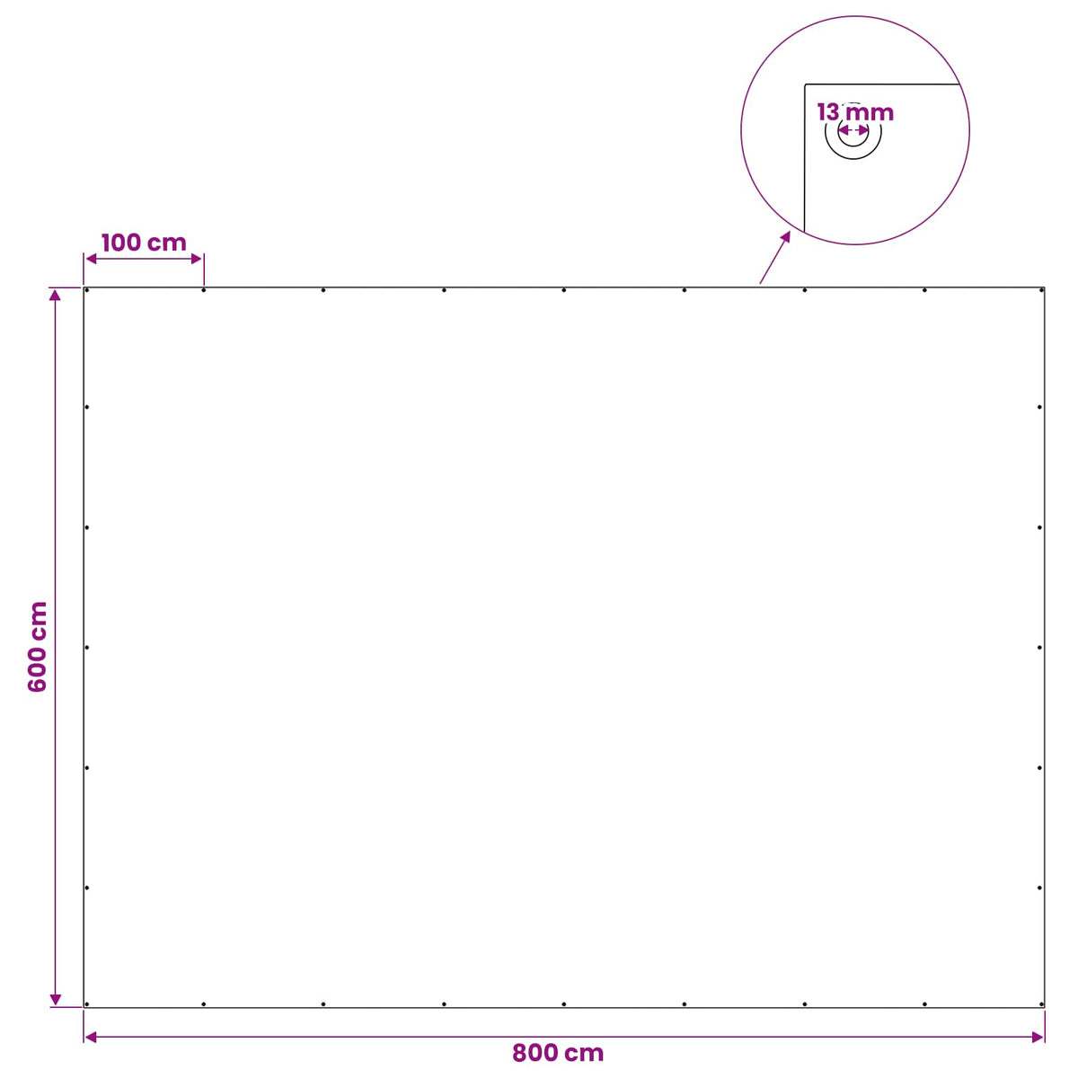 Cerada s rupama Plava 6 x 8 m 260 gsm PE