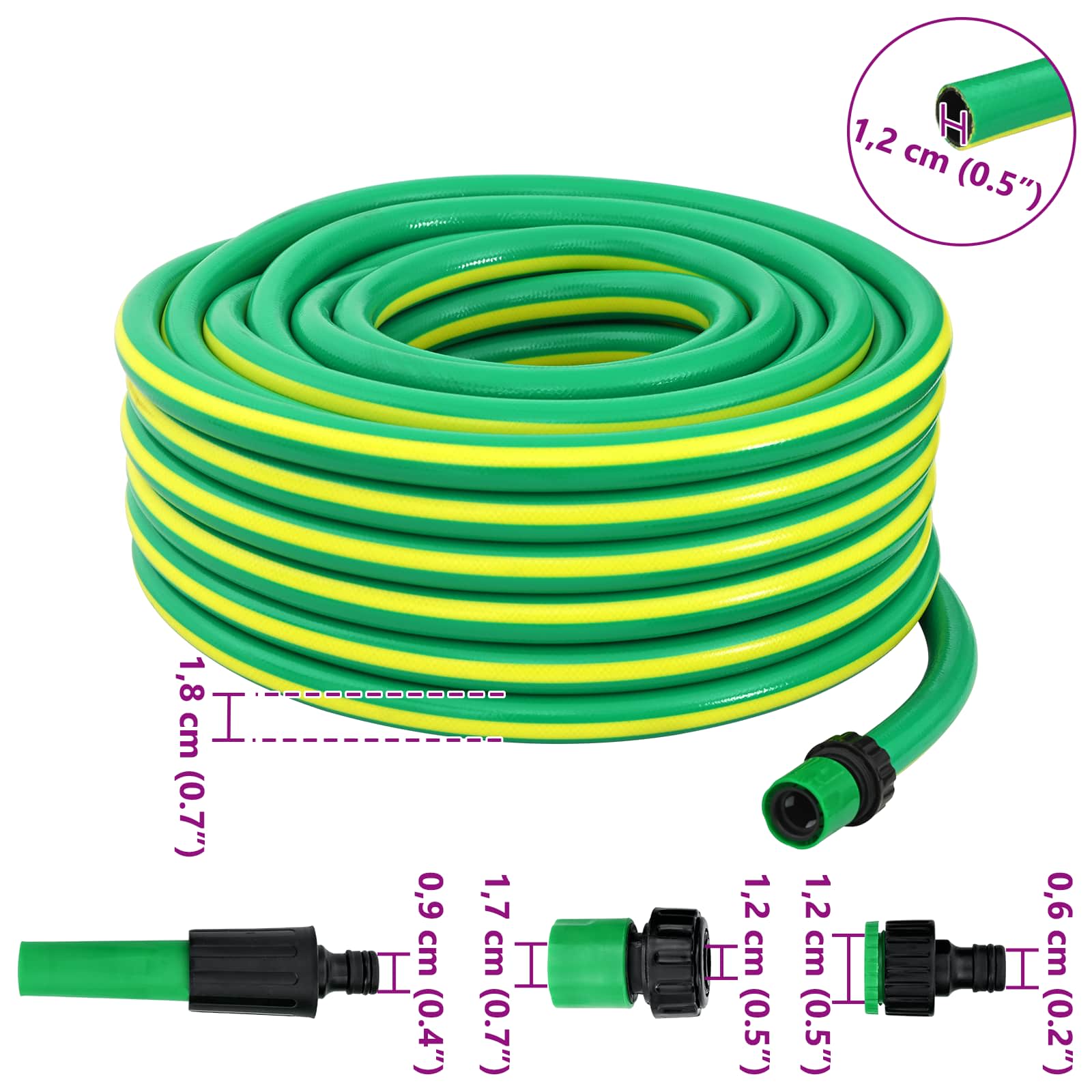 Vrtno crijevo 5-slojno Zelena i žuta 12 mm 30 m PVC