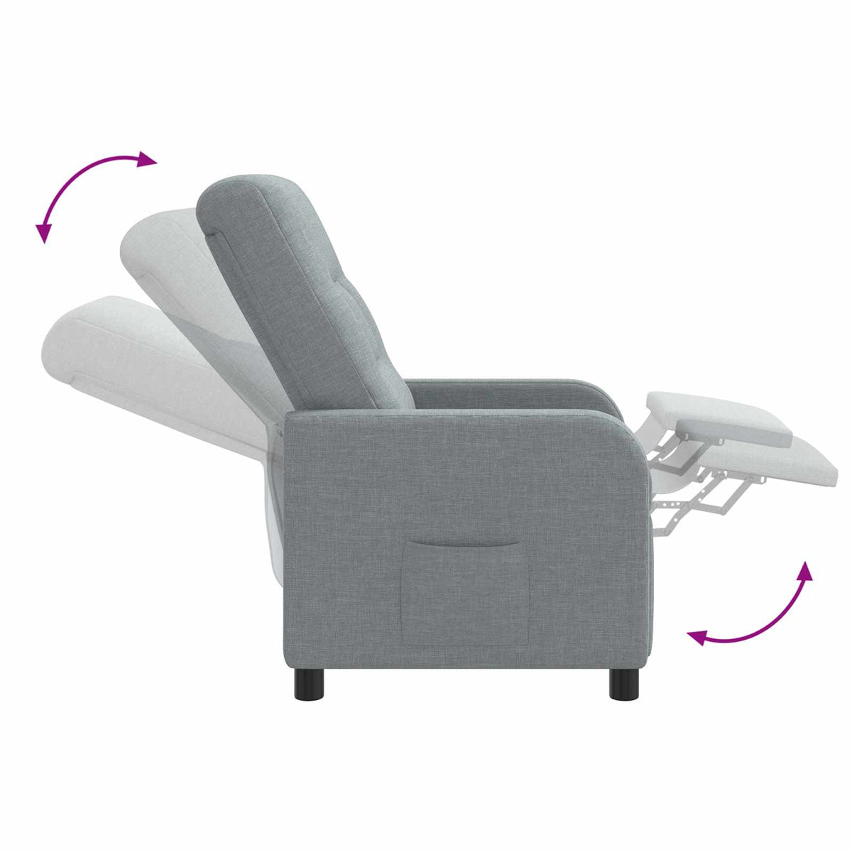 Fotelja s nagibom Svjetlosiva Tkanina