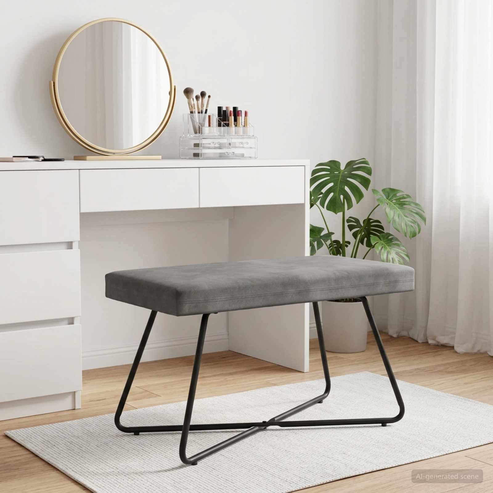 klupa Tamnosiva 80 x 40 x 45 cm Baršun
