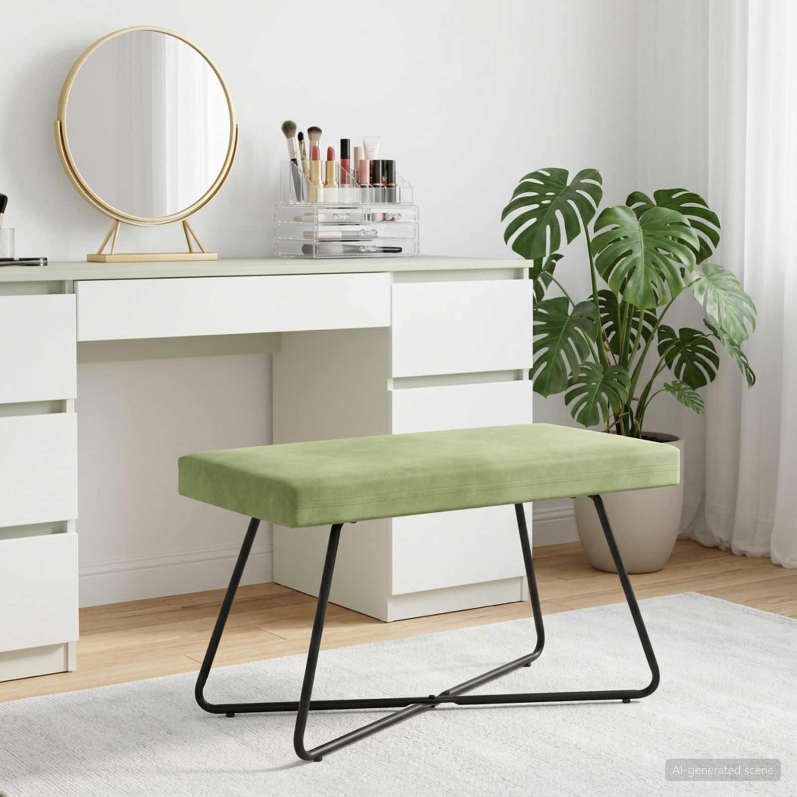 klupa Svijetlo zelena 80 x 40 x 45 cm Baršun