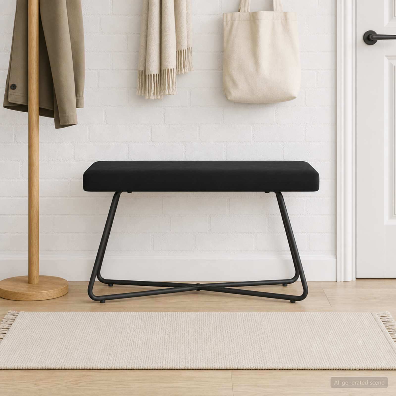 klupa Crna 80 x 40 x 45 cm Baršun