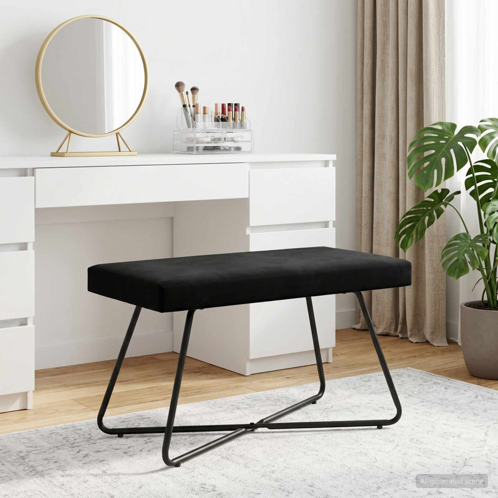 klupa Crna 80 x 40 x 45 cm Baršun