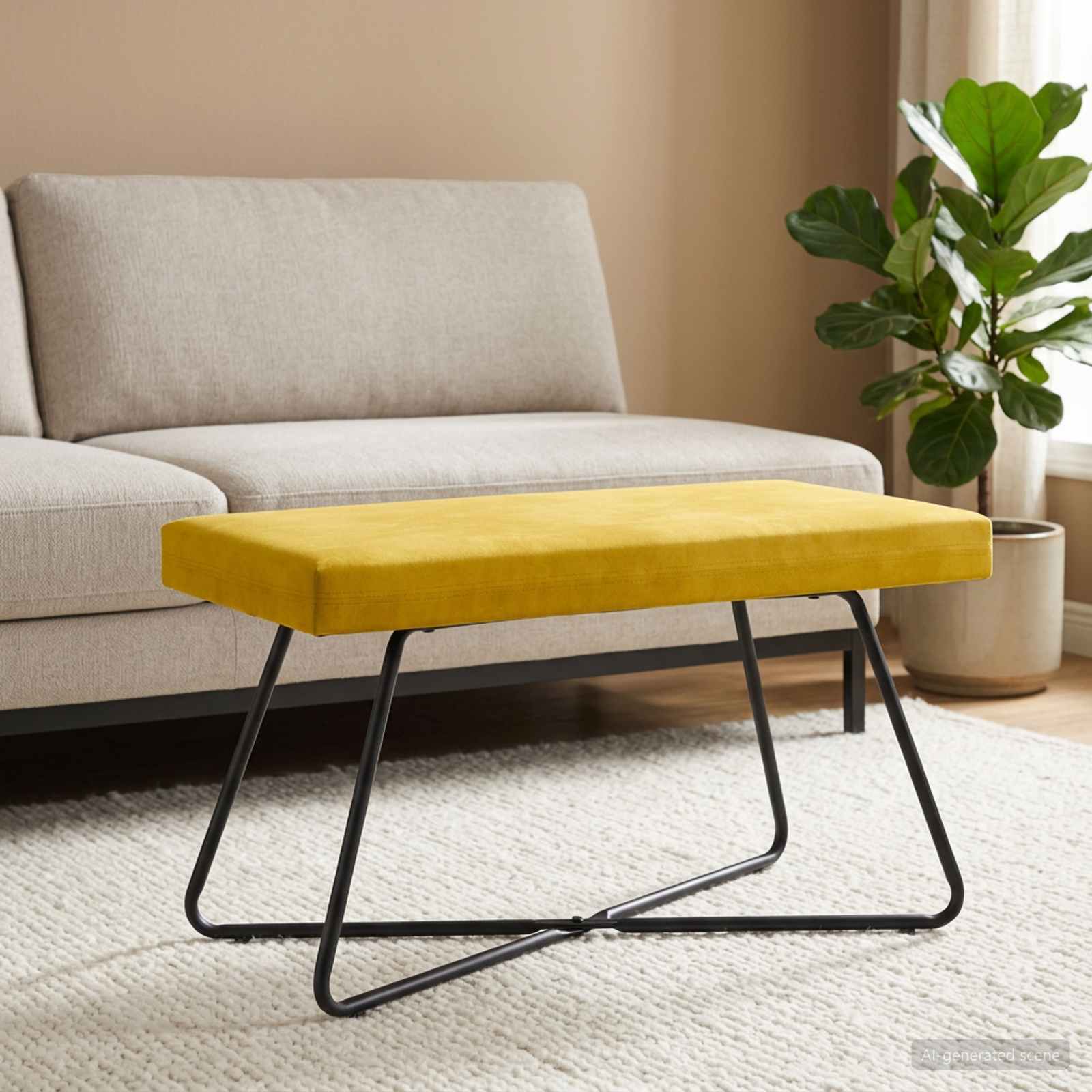 klupa Žuta 80 x 40 x 45 cm Baršun