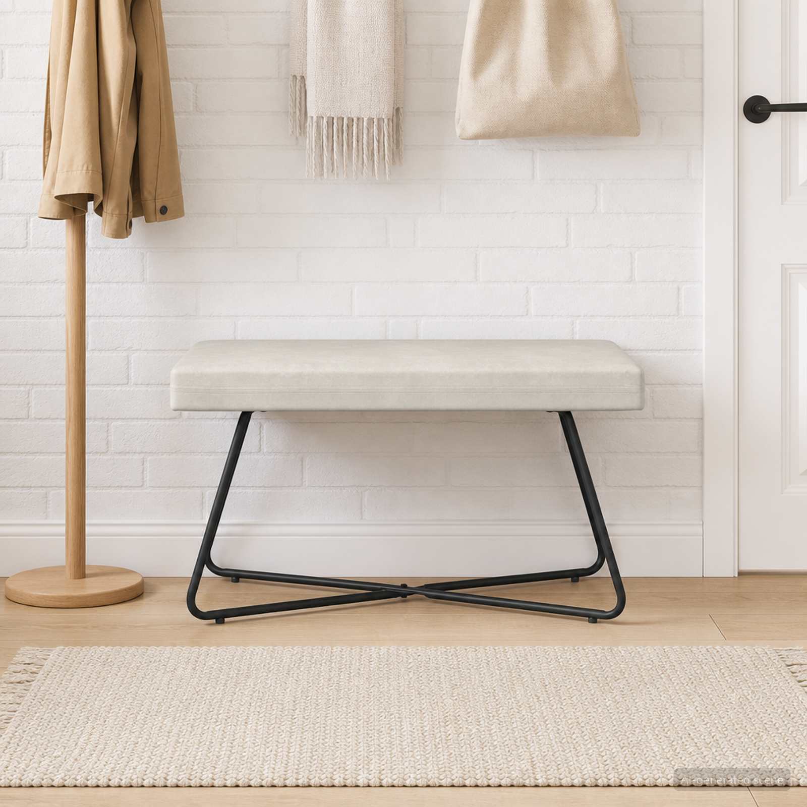 klupa Krem 80 x 40 x 45 cm Baršun