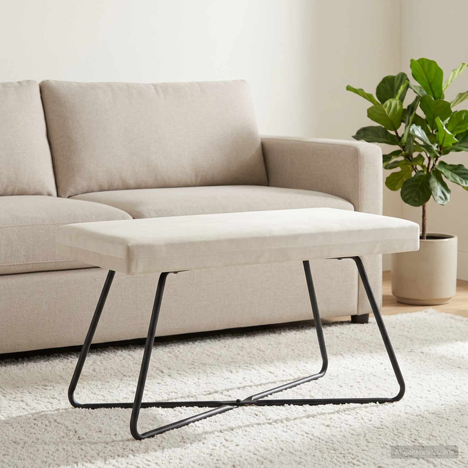 klupa Krem 80 x 40 x 45 cm Baršun