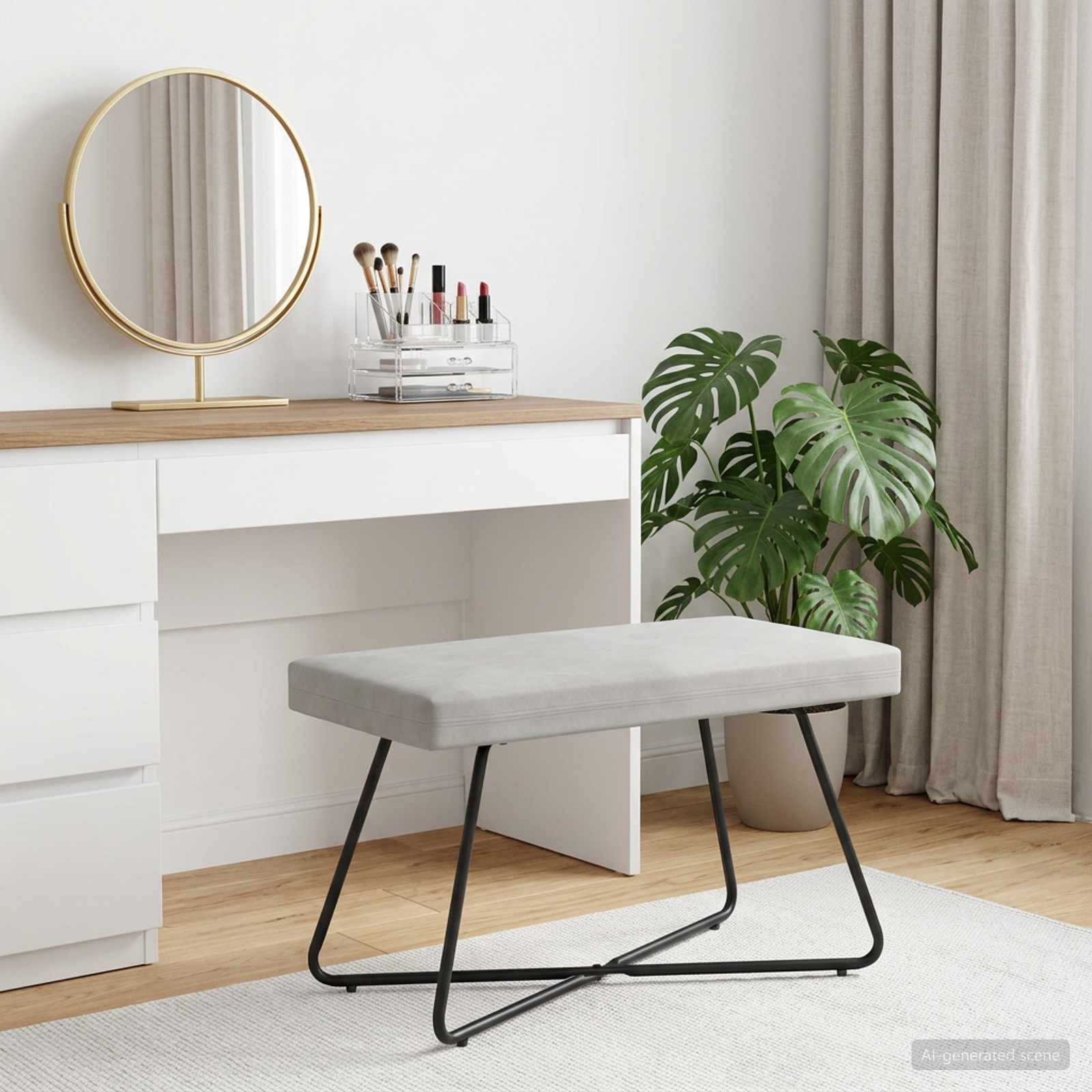 klupa Krem 80 x 40 x 45 cm Baršun