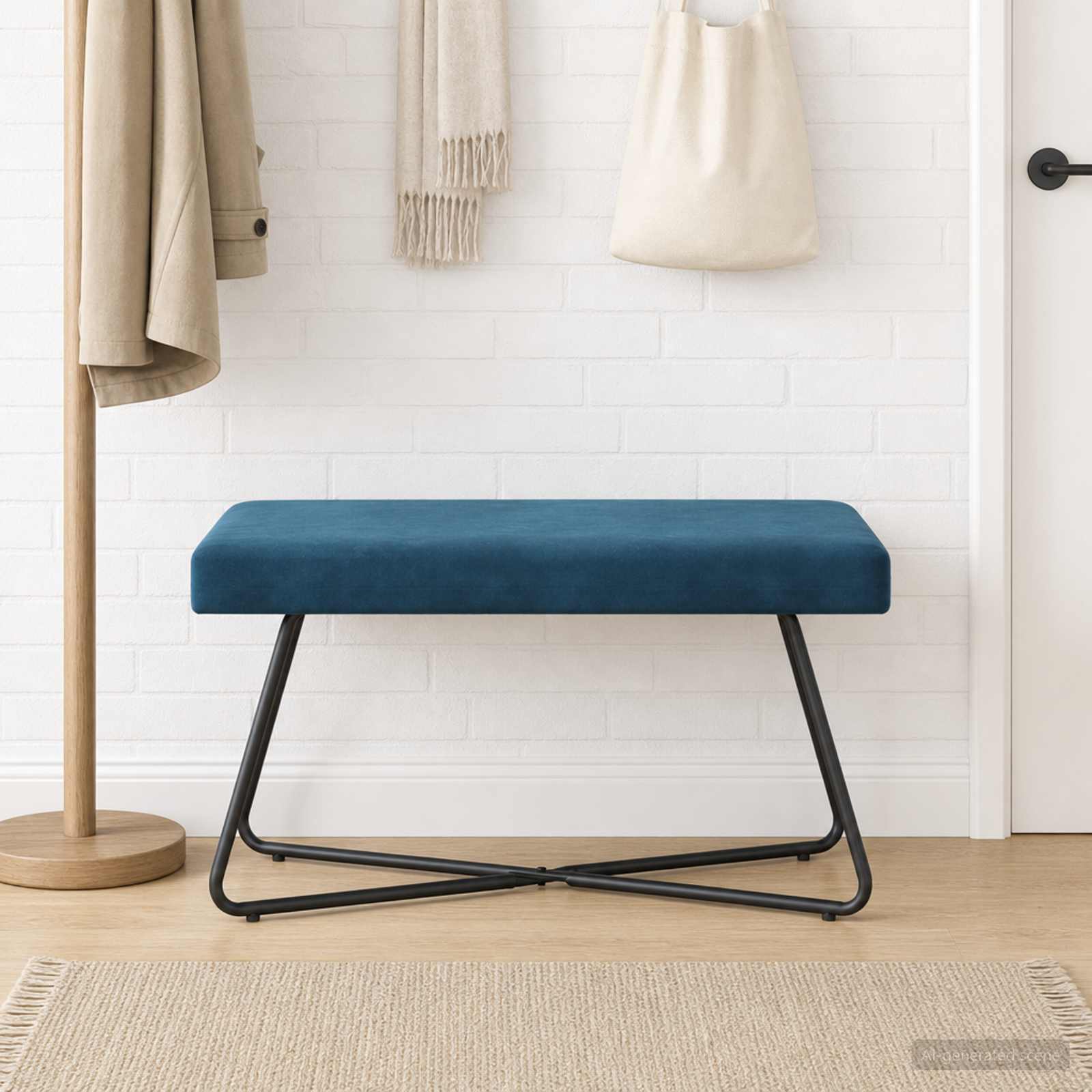 klupa Plava 80 x 40 x 45 cm Baršun