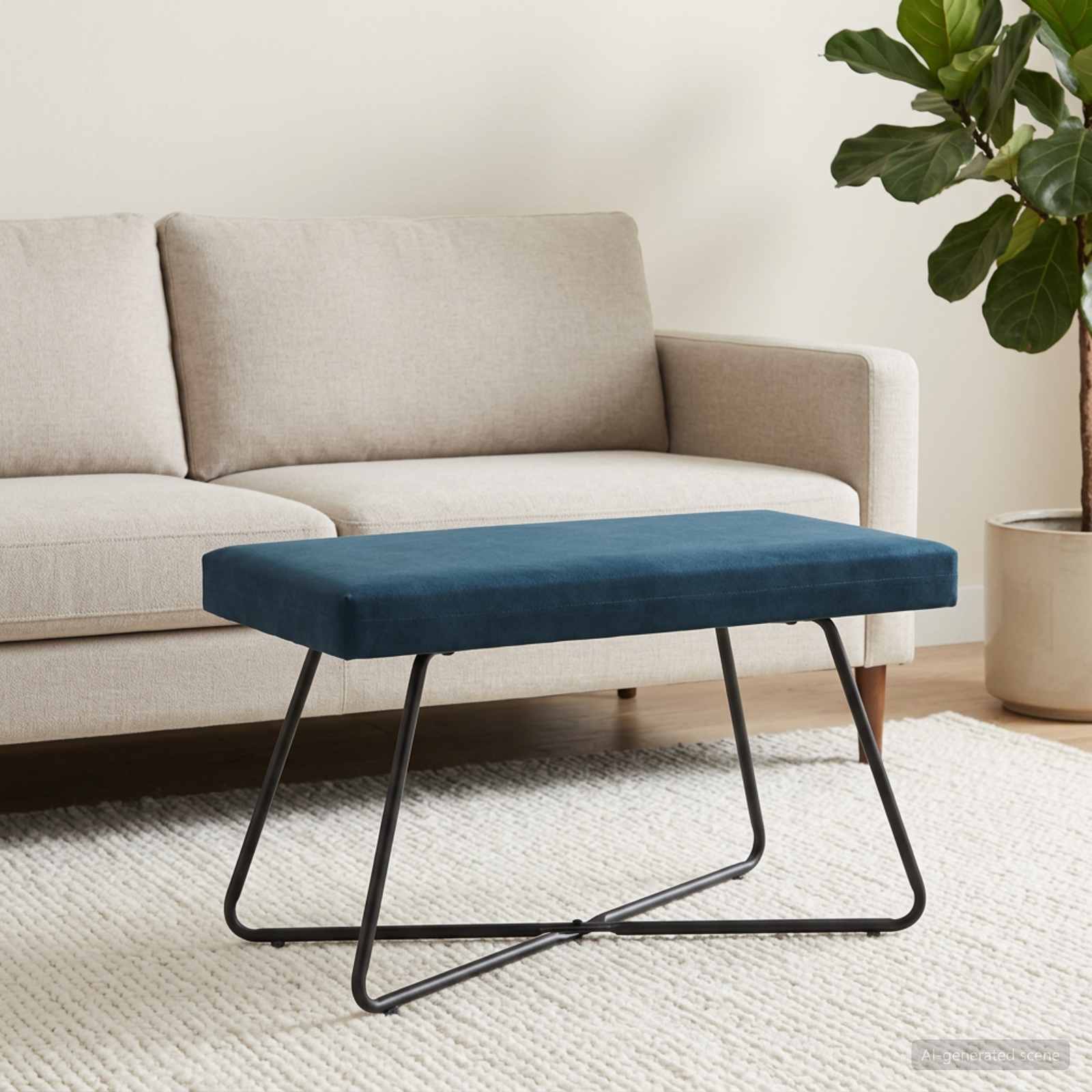 klupa Plava 80 x 40 x 45 cm Baršun