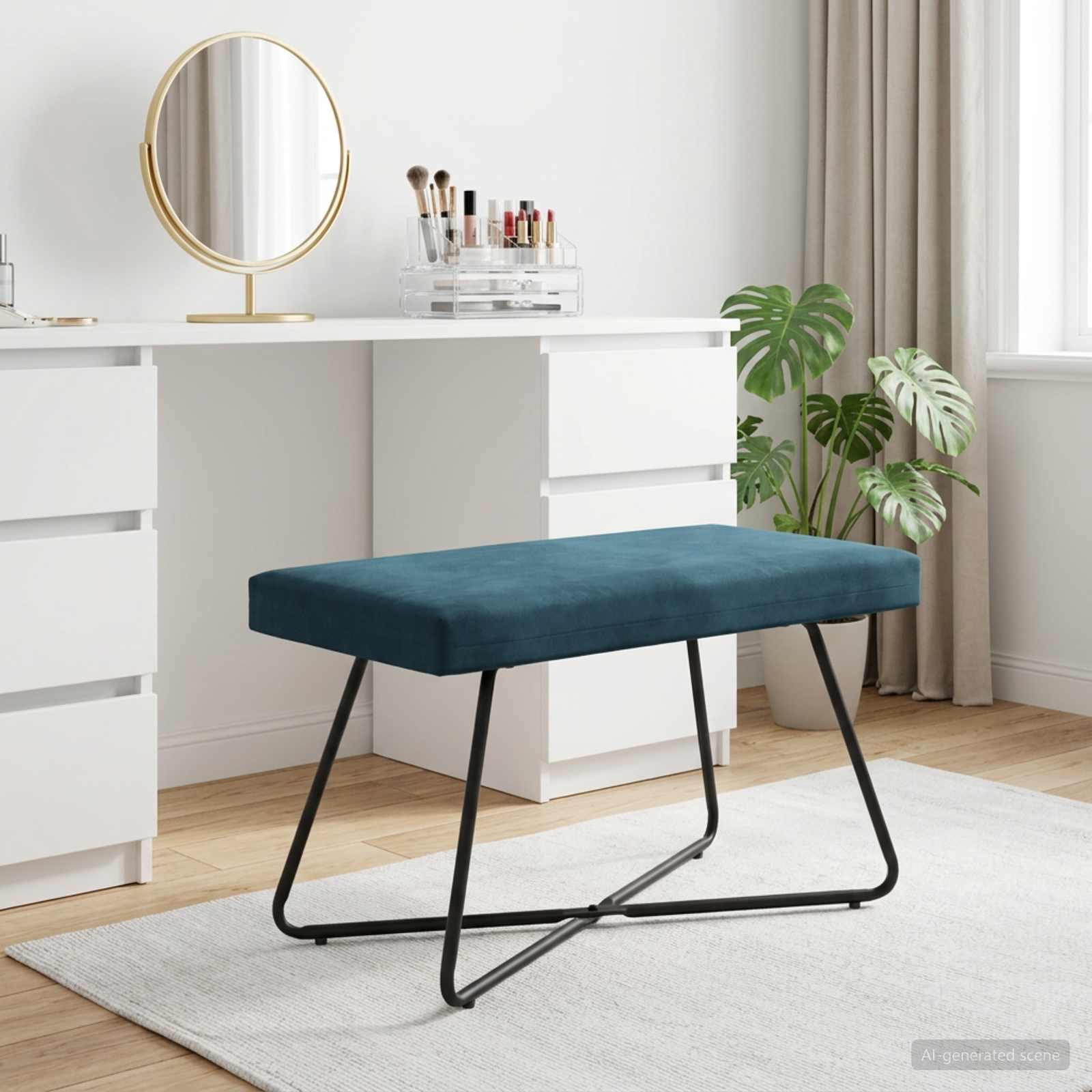 klupa Plava 80 x 40 x 45 cm Baršun