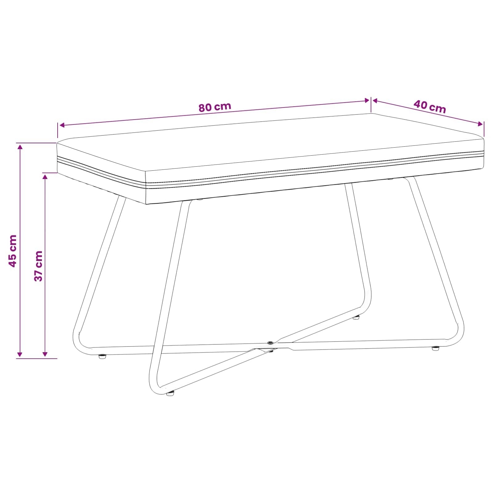 klupa Plava 80 x 40 x 45 cm Baršun