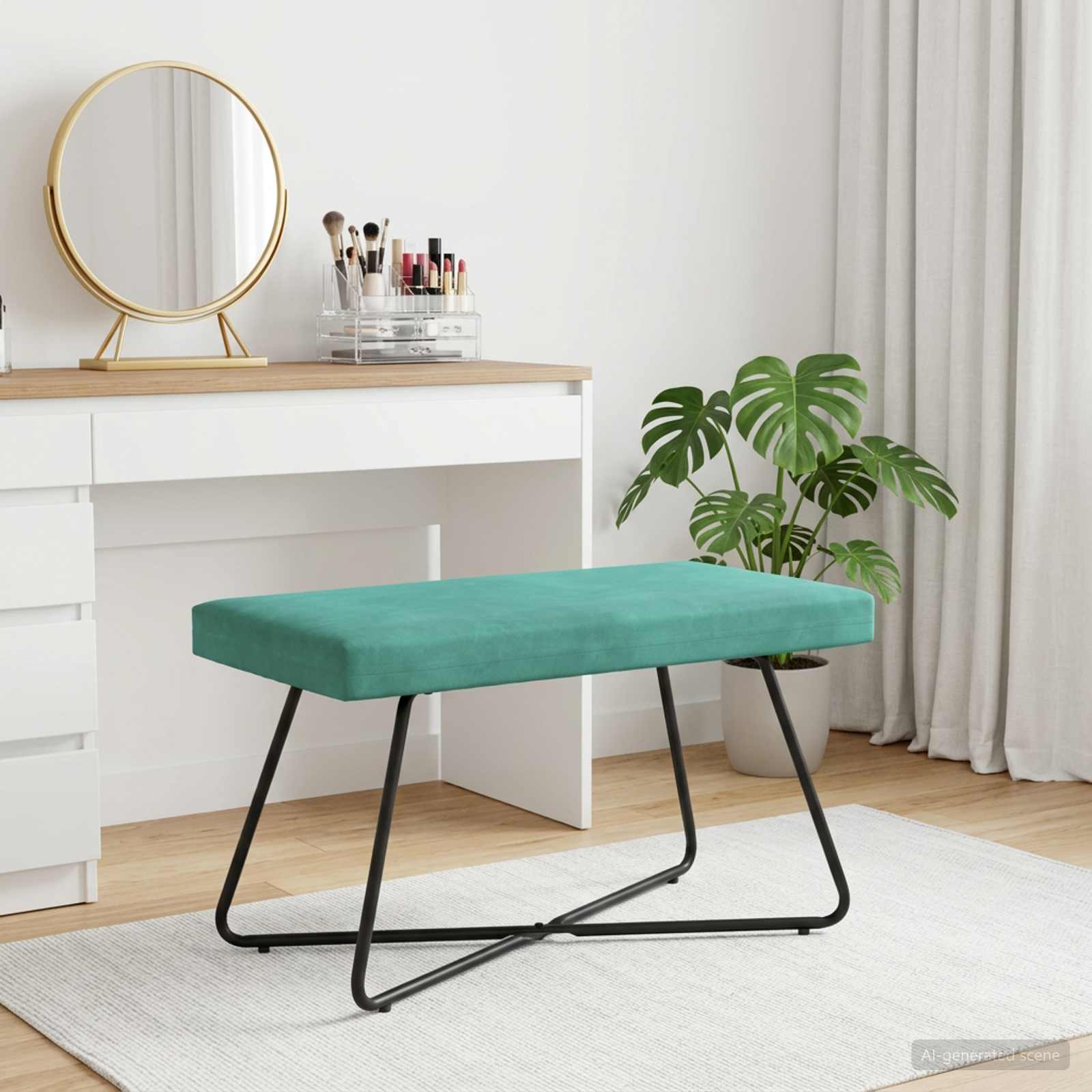 klupa Tirkizna 80 x 40 x 45 cm Baršun