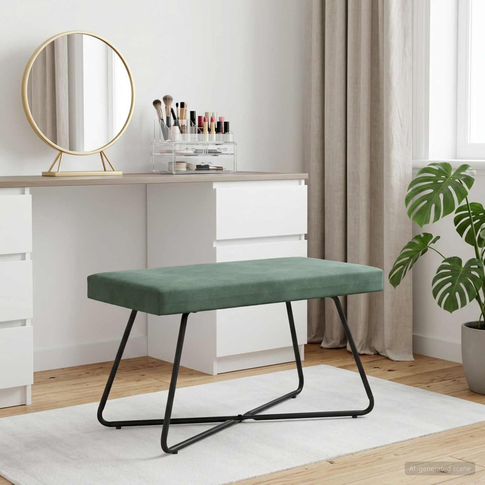 klupa Morska zelena 80 x 40 x 45 cm Baršun